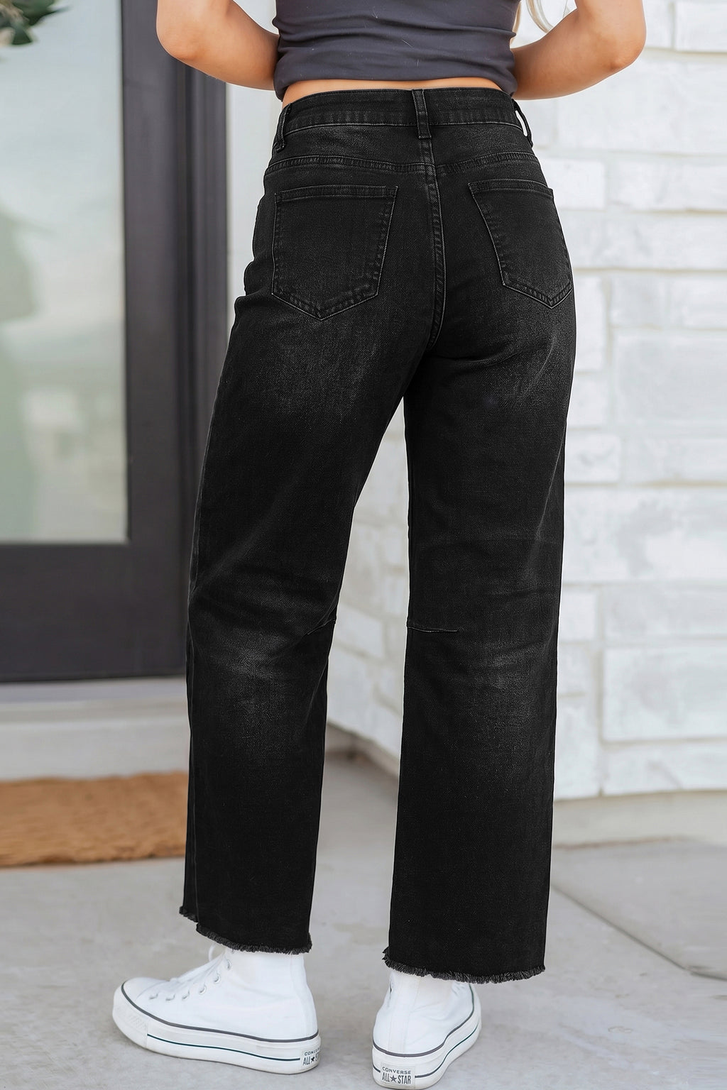 Women's Frayed Cropped Straight Leg Jeans UK 4-16 at LivelyLooks