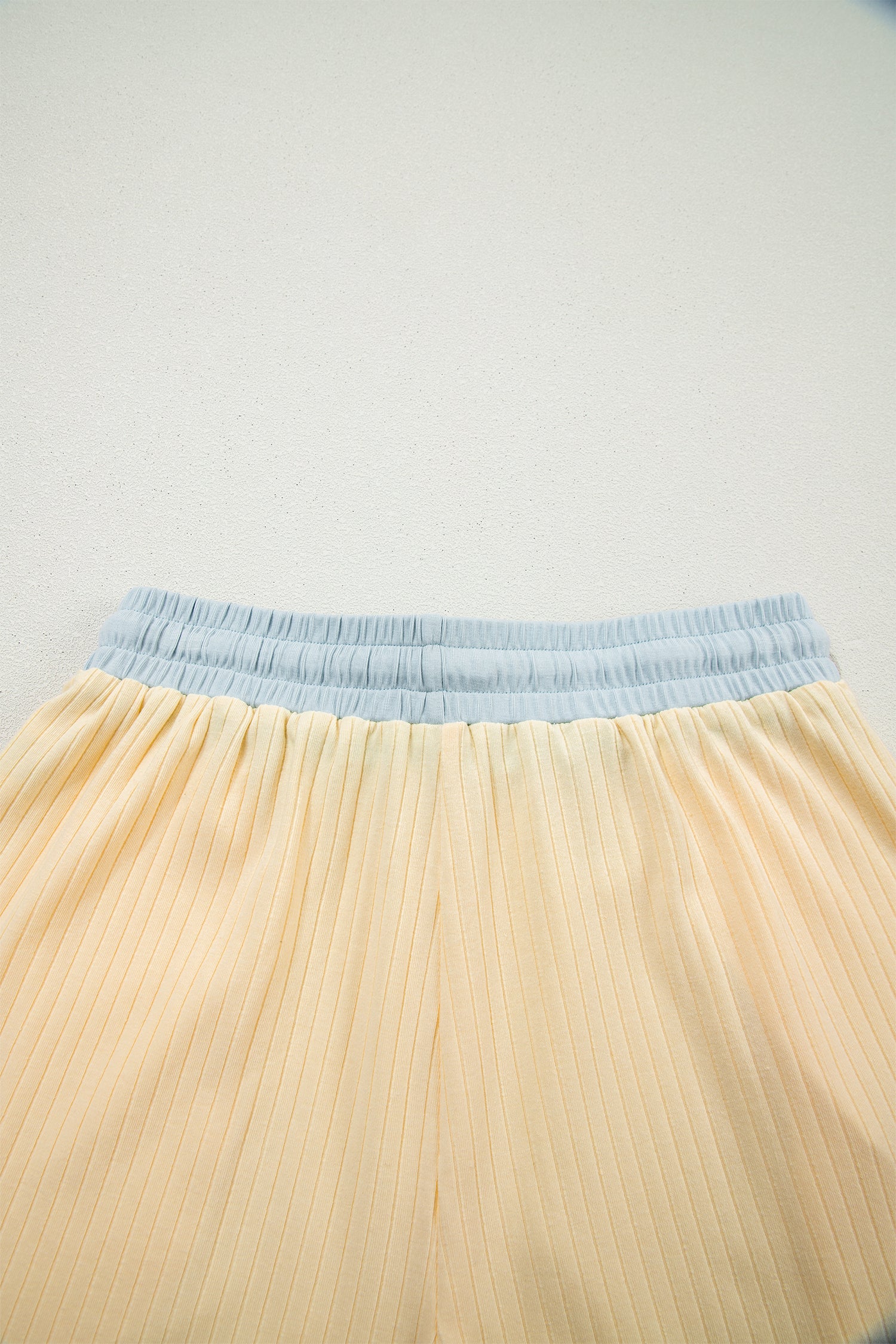 Mist Blue Ribbed Colour Block Tee & Shorts Co-ord Set