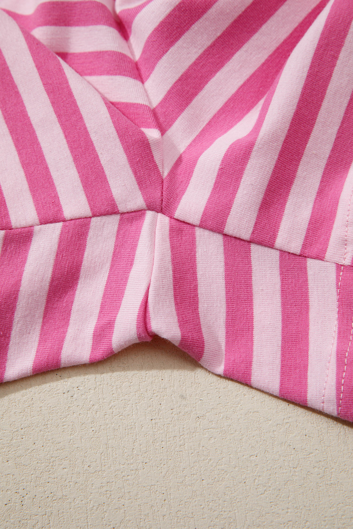 Pink Stripe Cap Sleeve Tee & Elastic Waist Shorts 2pcs Co-ord Outfit