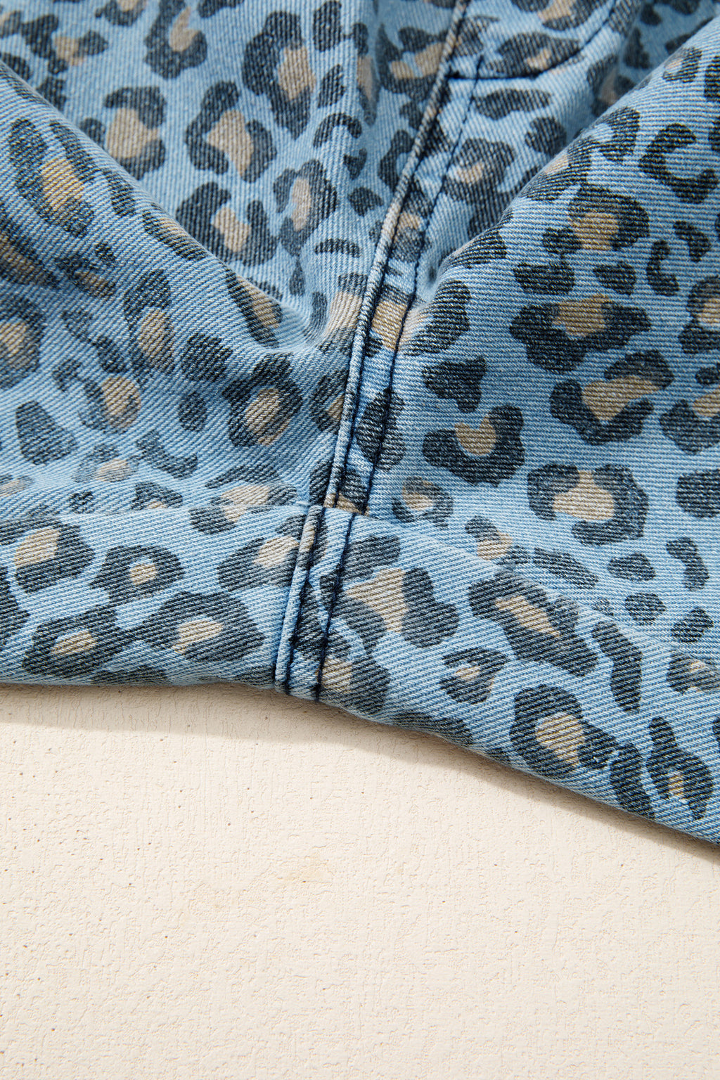 Shop Blue Leopard Print Exposed Seam Wide Leg Drawstring Jeans UK 8-20 at LivelyLooks