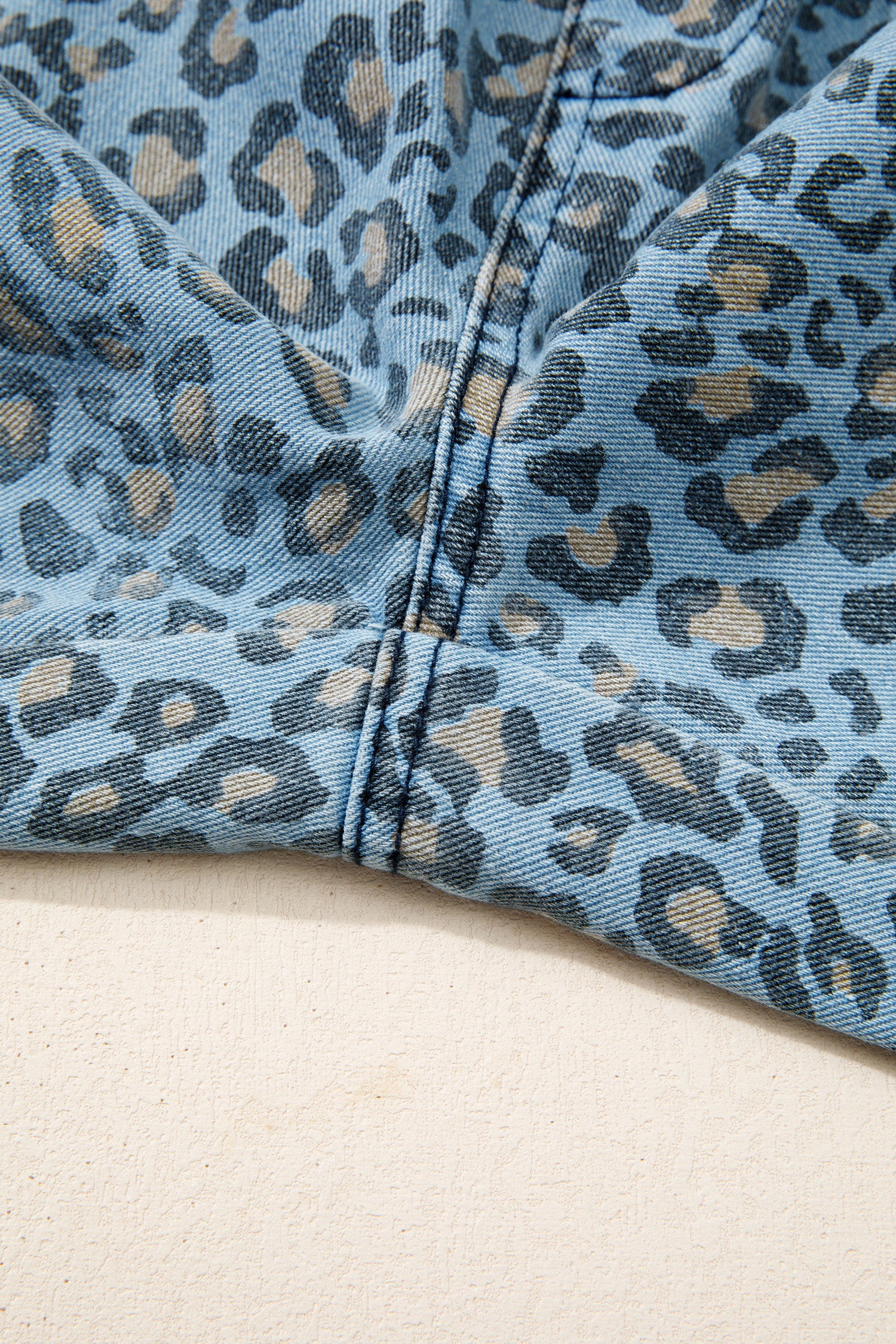 Shop Blue Leopard Print Exposed Seam Wide Leg Drawstring Jeans UK 8-20 at LivelyLooks