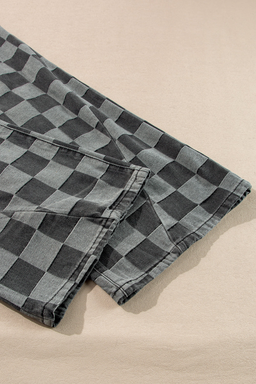 Shop Checkered Denim Wide Leg Jeans UK 8-20 at LivelyLooks