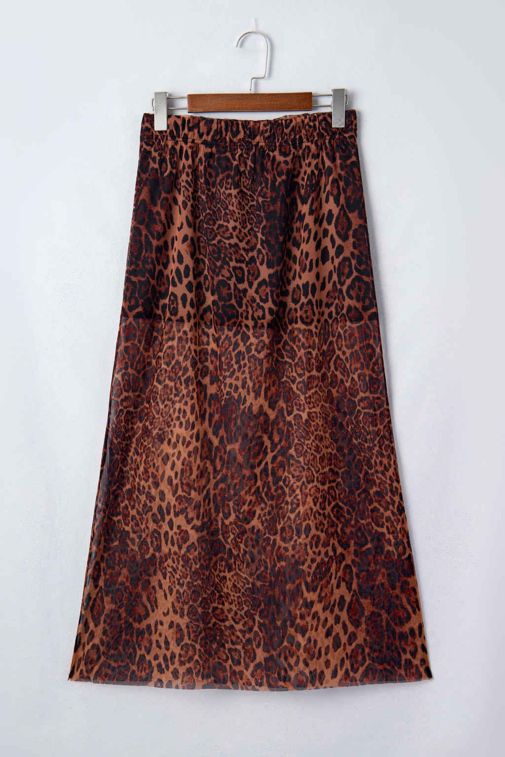 Brown Leopard Print Sheer Maxi Skirt | Sizes S-XL