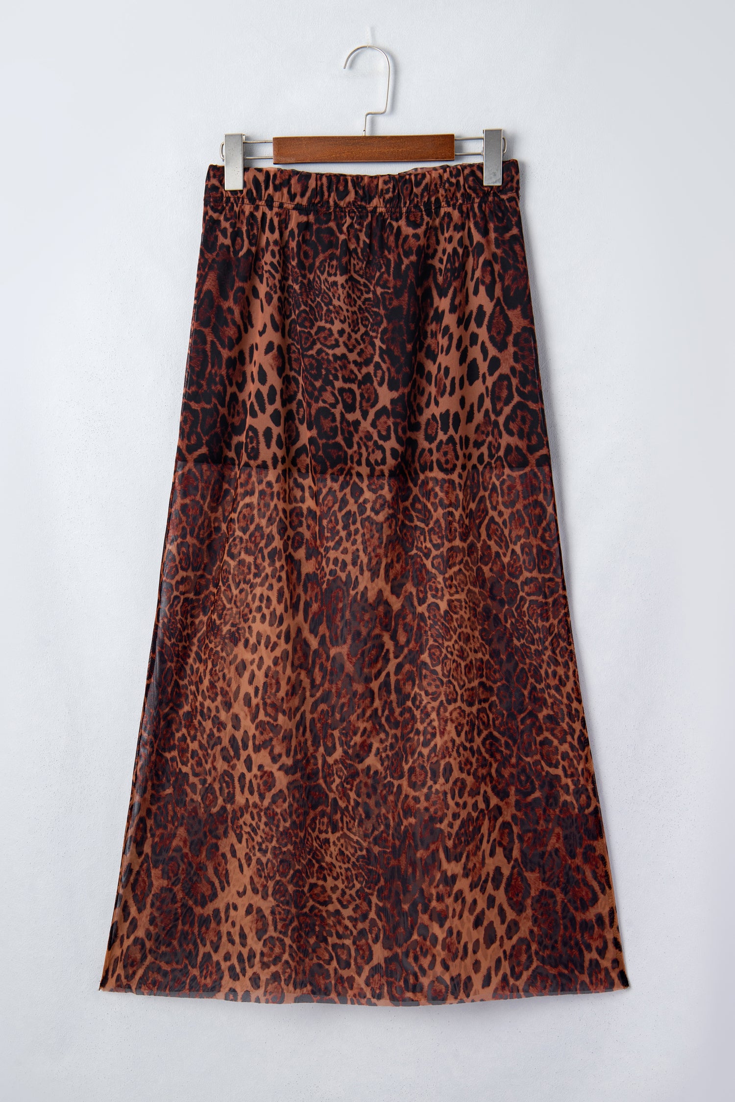 Brown Leopard Print Sheer Maxi Skirt | Sizes S-XL