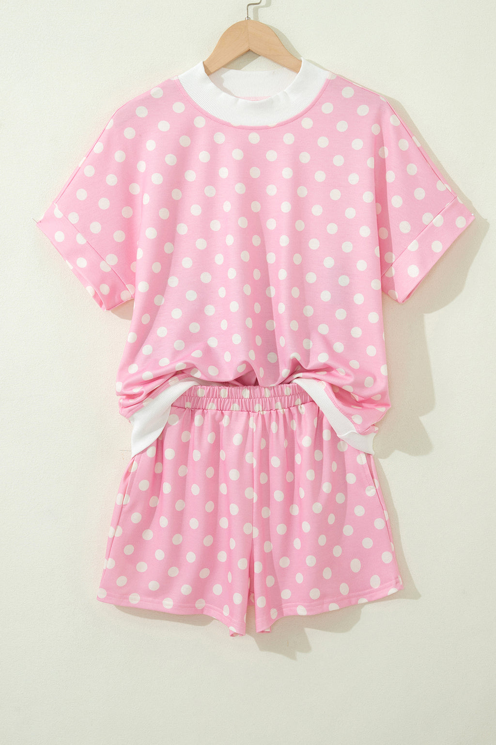 Polka Dot Mock Neck Short Set – Yellow, Pink, Sky Blue & Green