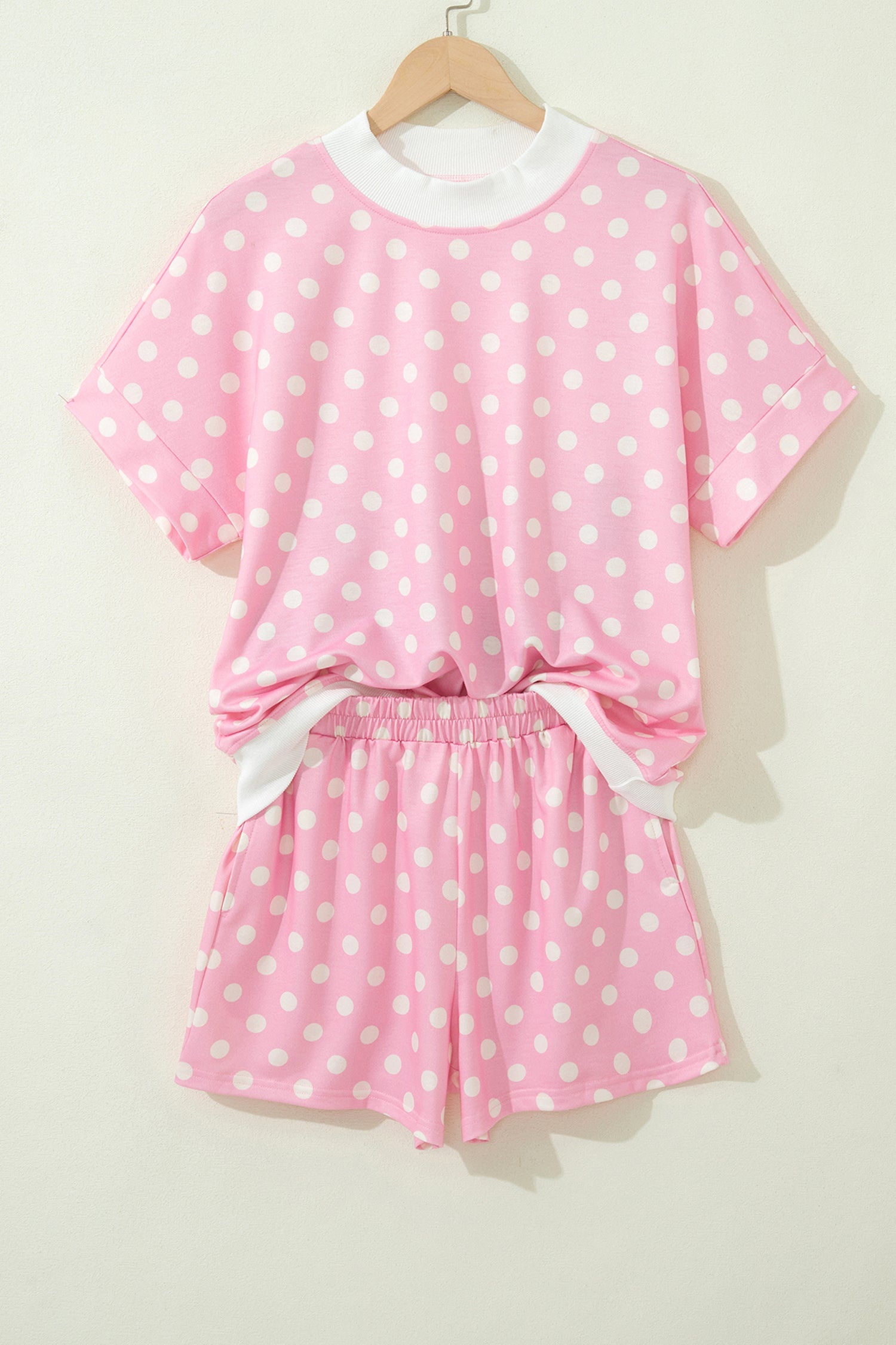 Polka Dot Mock Neck Short Set – Yellow, Pink, Sky Blue & Green