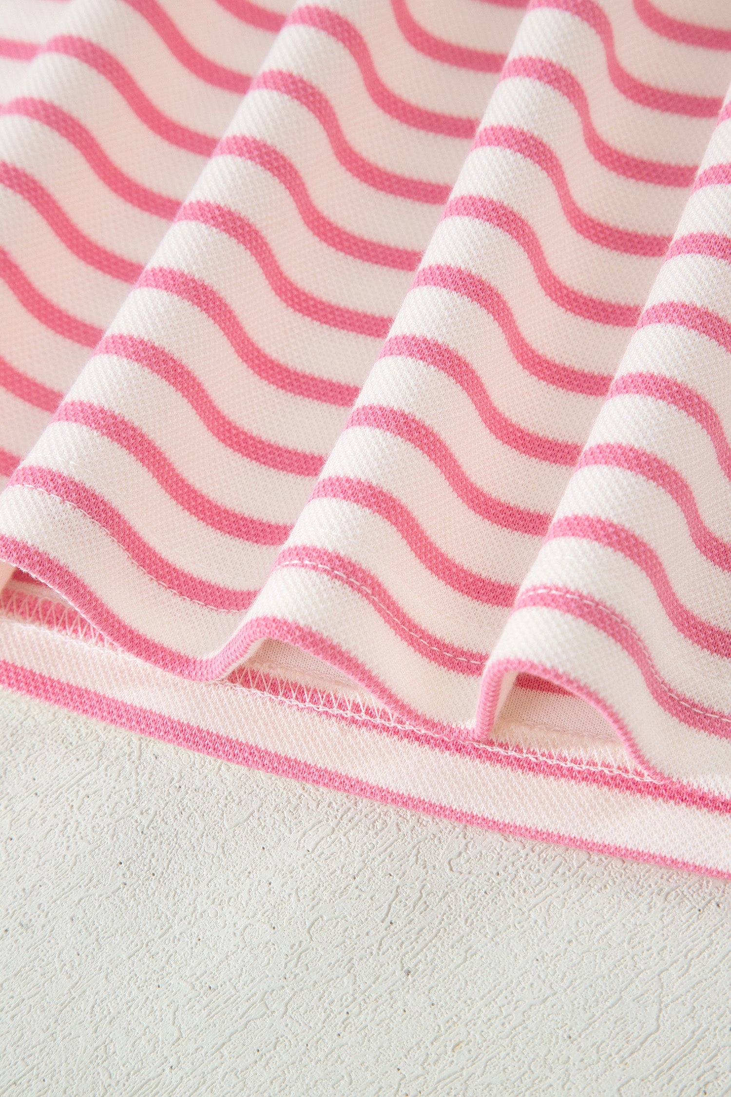 Striped Polo Tee & Drawstring Skort Set – Pink
