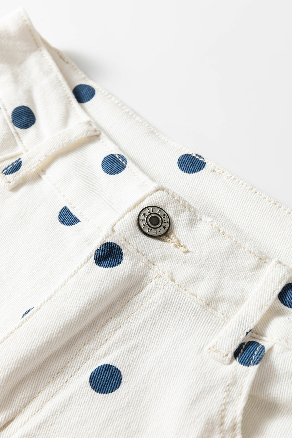 Polka Dot Ankle Length Regular Fit Casual Jeans | Blue & Pink
