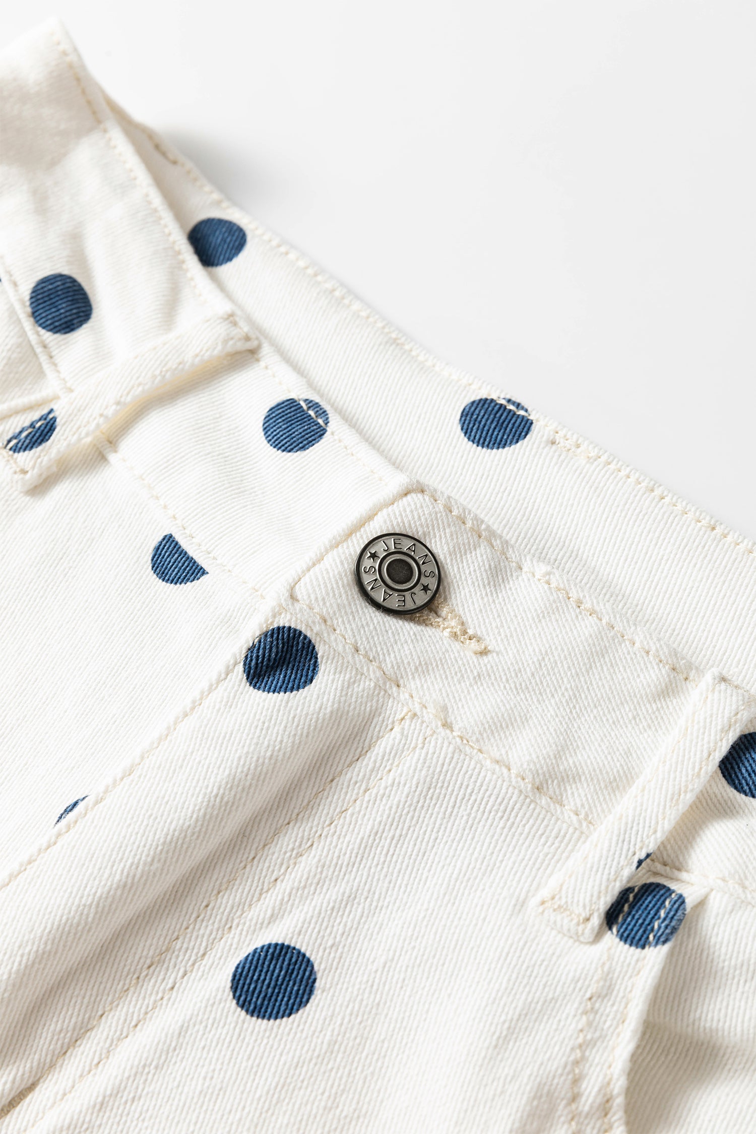 Polka Dot Ankle Length Regular Fit Casual Jeans | Blue & Pink