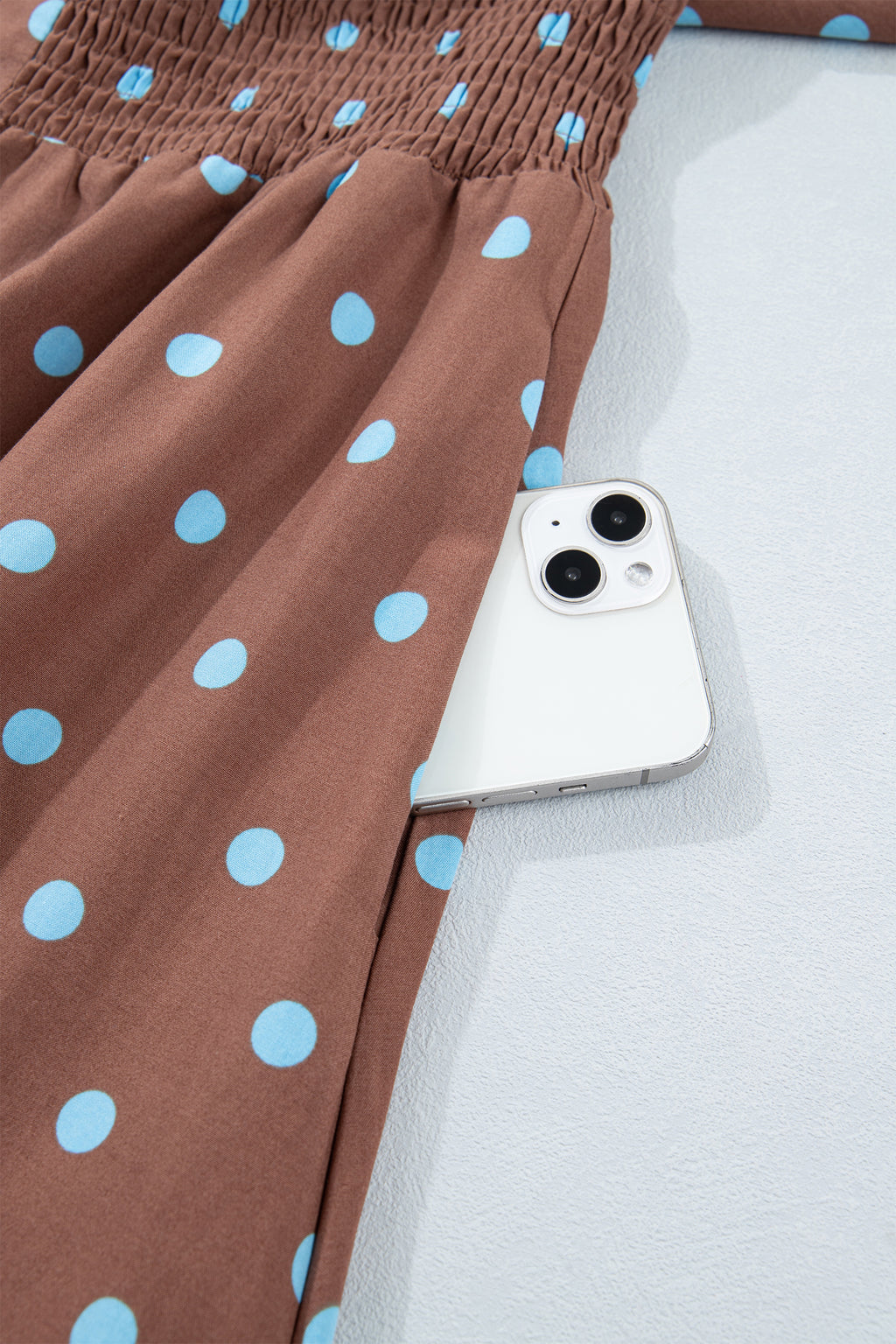 Brown & Black Polka Dot Contrast Trim V Neck Zip Up Sleeveless Dress S-XL