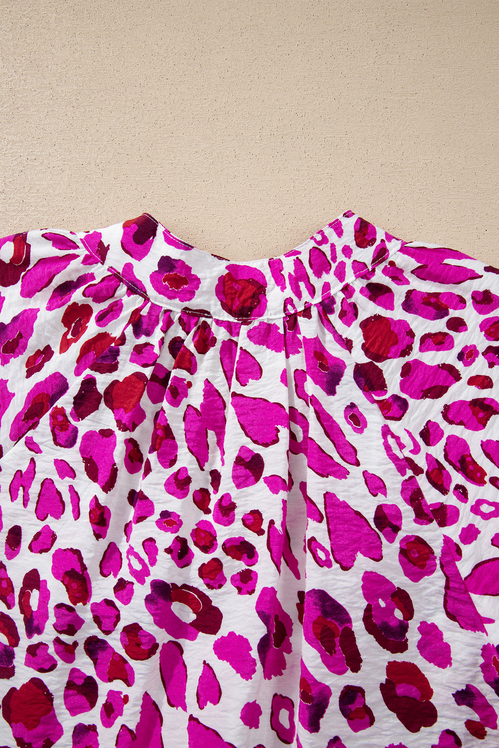 Pink Leopard Print V-Neck Bubble Sleeve Blouse | Sizes 8-22 | Lively Looks