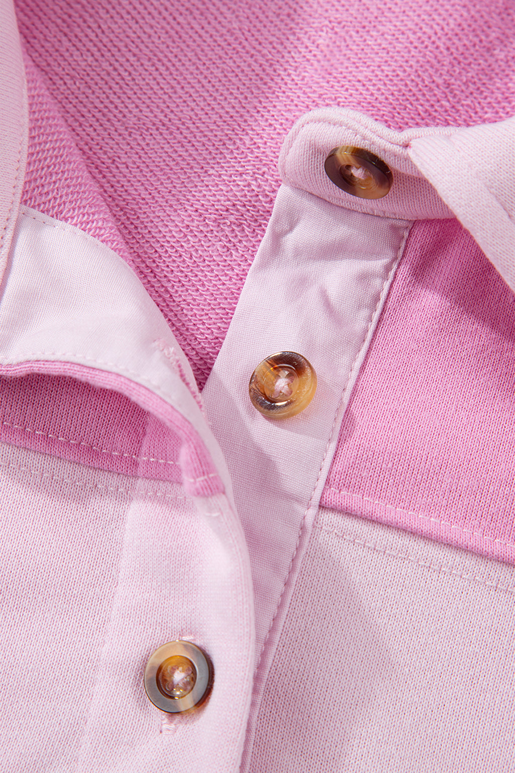 Pink Raw Seam Colour Block Polo Collar Mini Dress S-XL