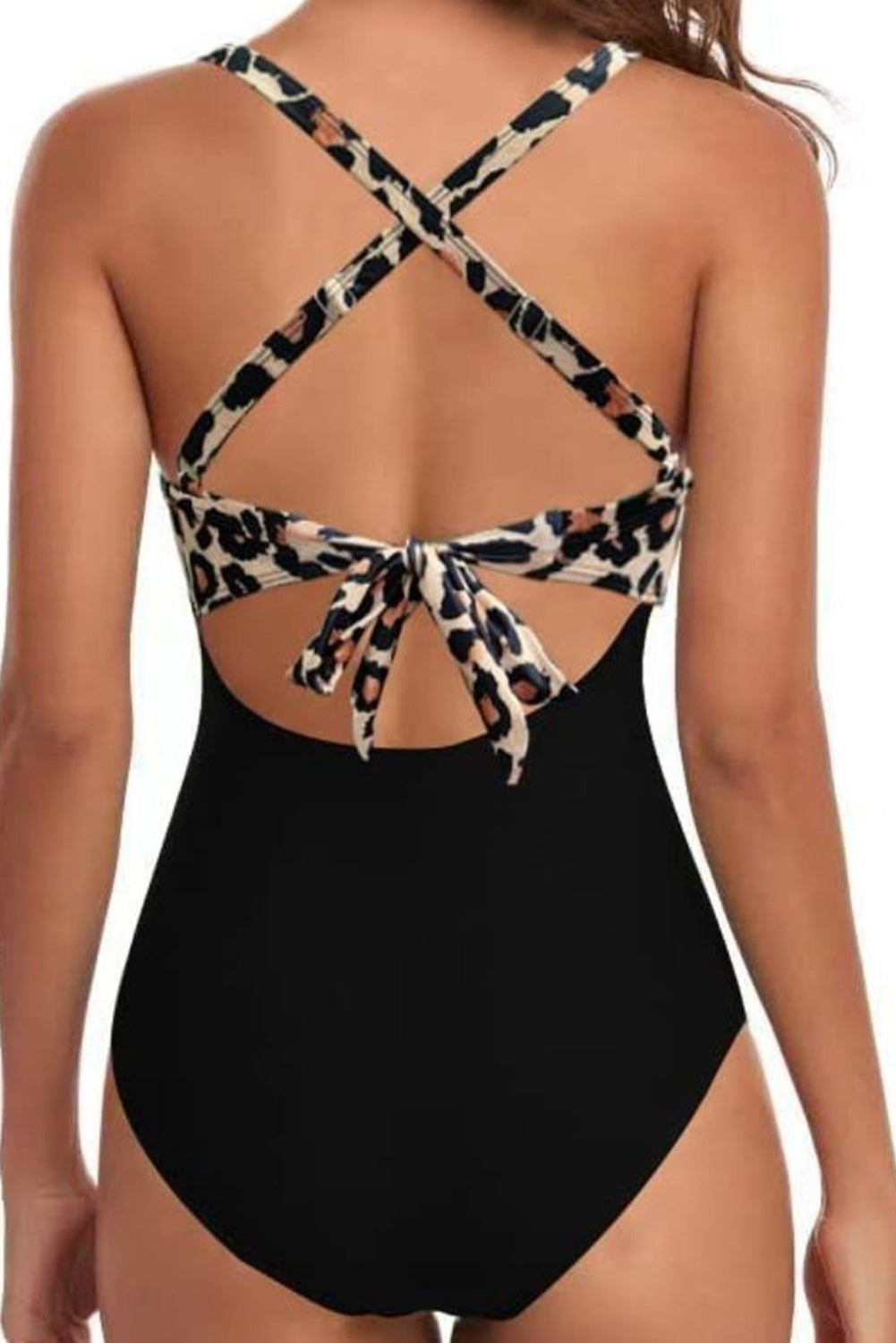 Two-Tone Crossed Cutout Backless Monokini | Pink & Black | UK 8-22