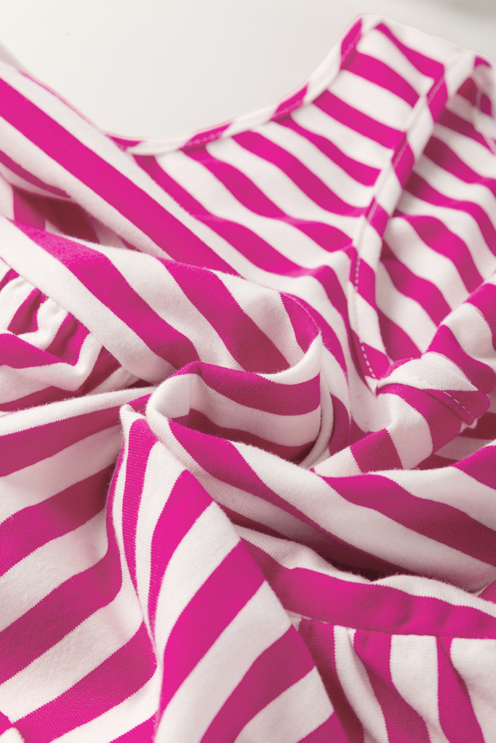 Women's Stripe U-Neck Sleeveless Loose Fit Mini Dress Pink Black Blue S-XL at LivelyLooks