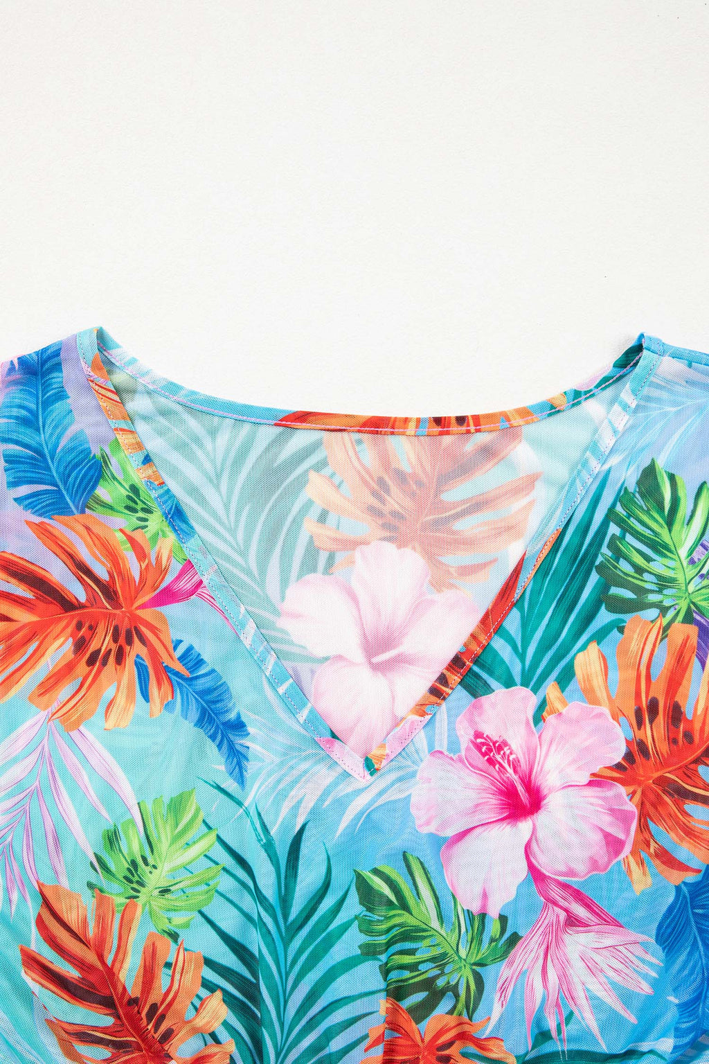 Women's Rose Floral Print V Neck Semi-Sheer Beach Cover Up Dress at LivelyLooks