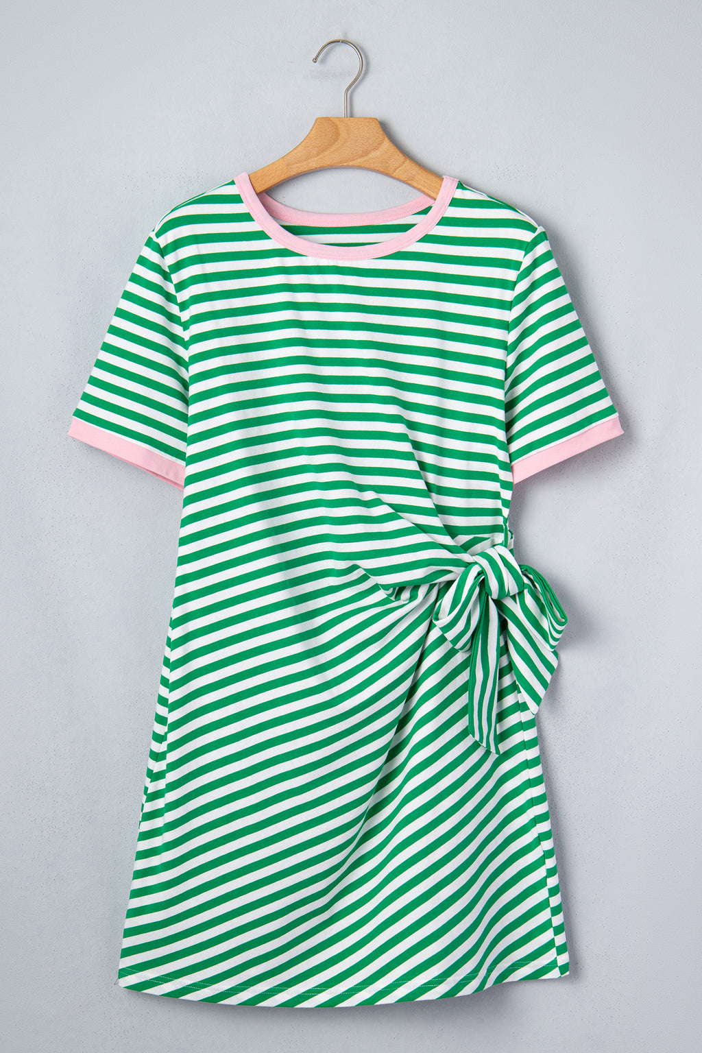 Women's Sky Blue Nautical Stripe Tie Waist Mini Dress at LivelyLooks