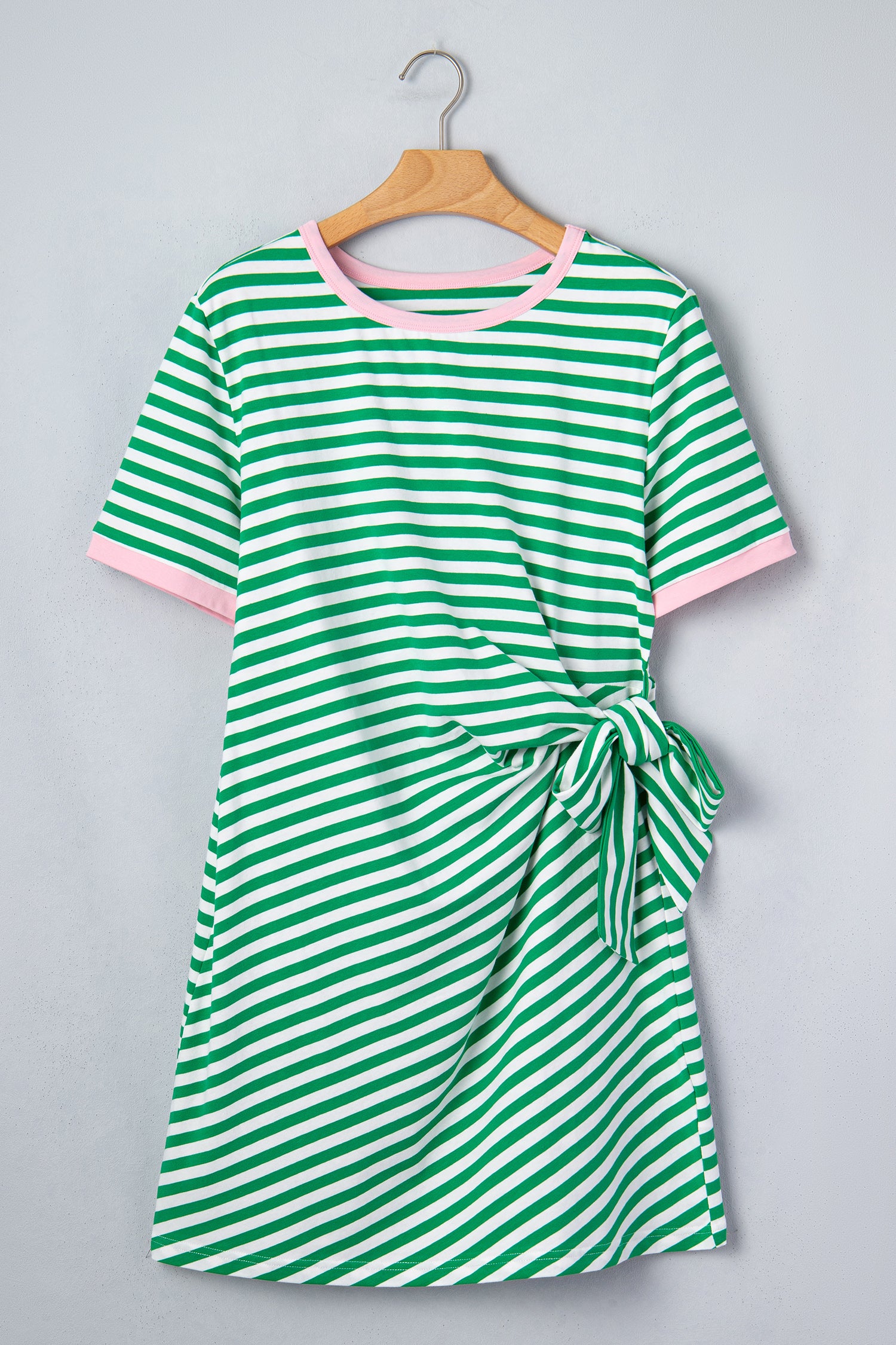 Women's Sky Blue Nautical Stripe Tie Waist Mini Dress at LivelyLooks