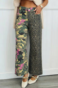LivelyLooks Leopard Camo Patchwork Straight Leg Jeans | Sizes 4-16 women's fashion