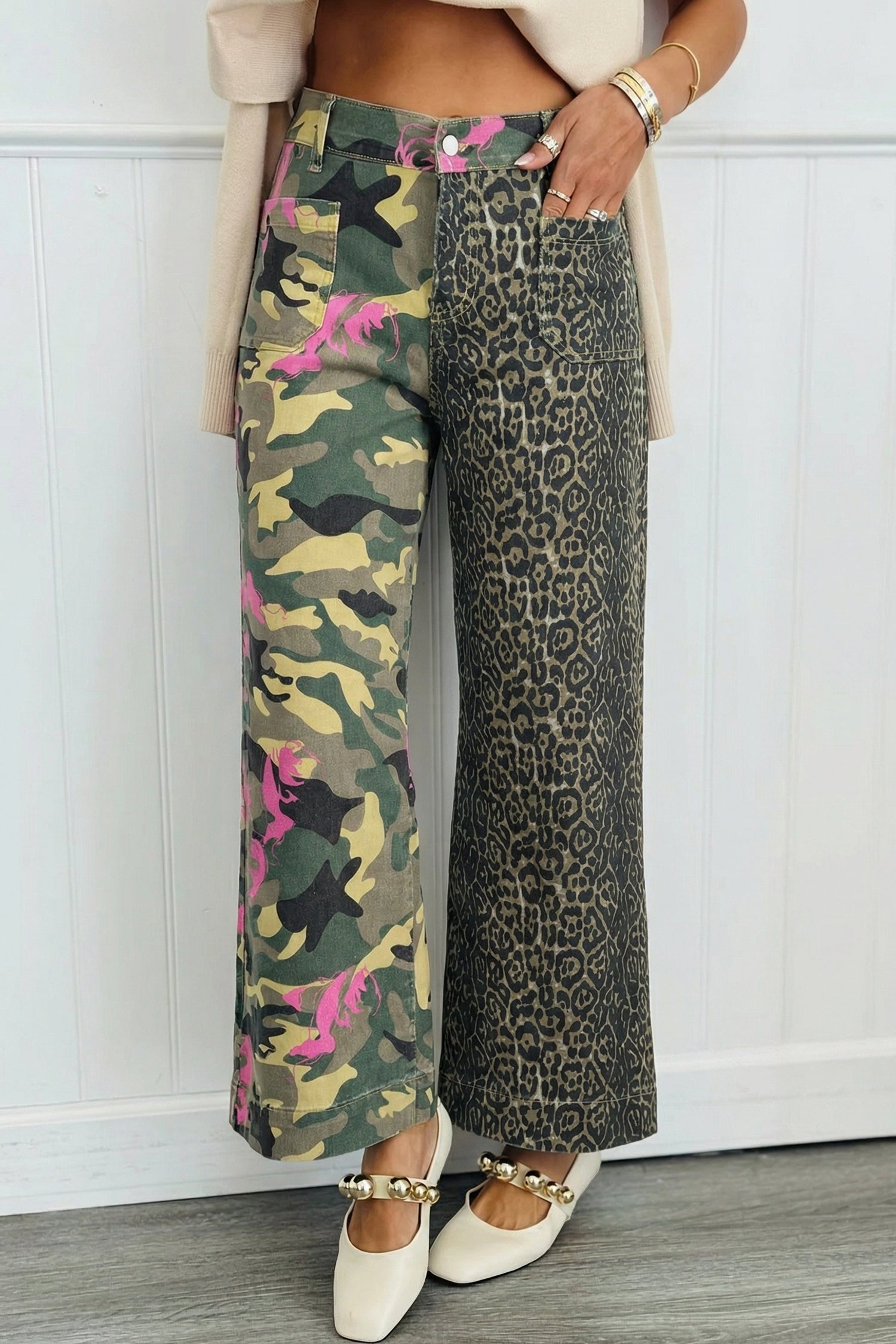LivelyLooks Leopard Camo Patchwork Straight Leg Jeans | Sizes 4-16 women's fashion