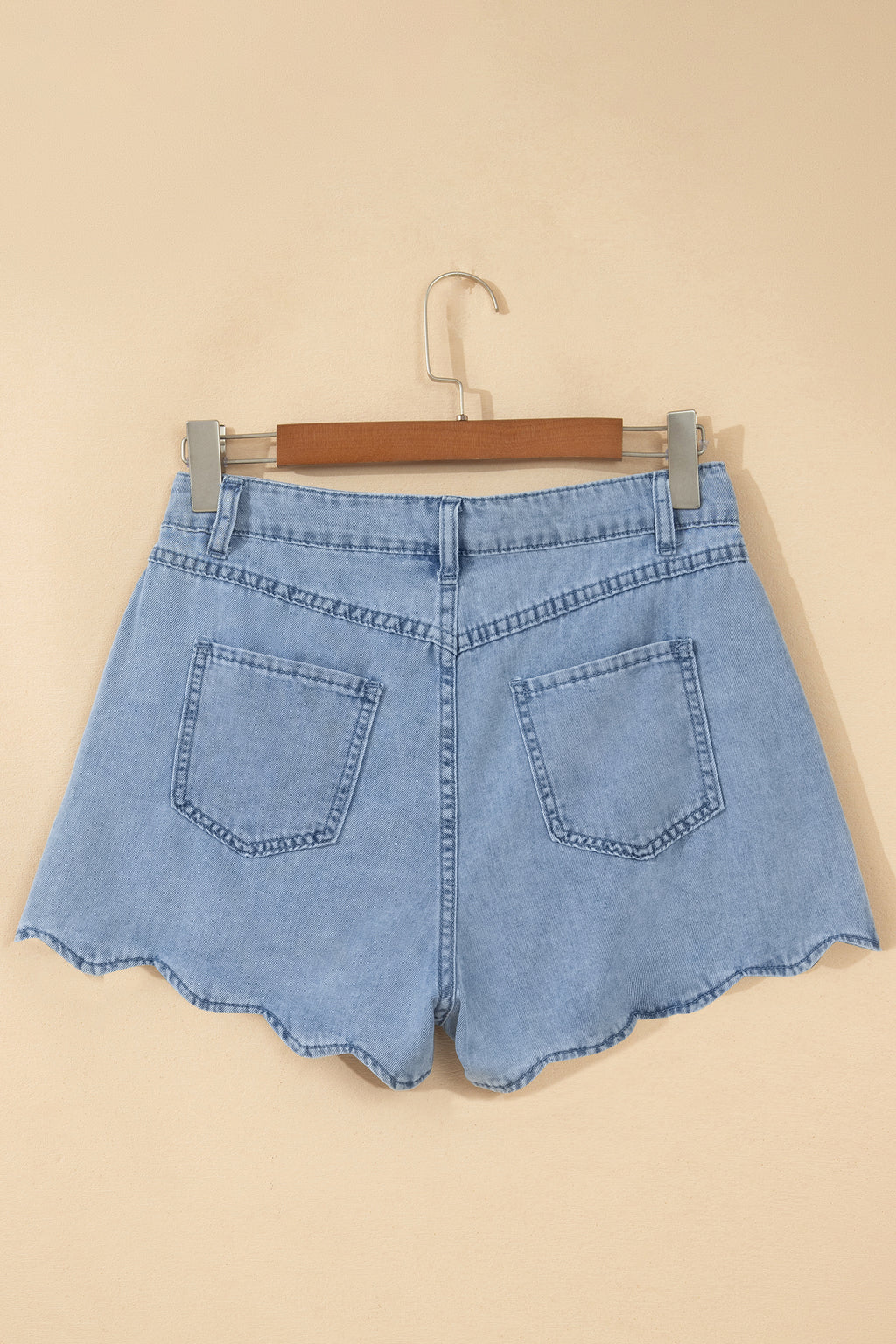 Blue Scalloped Hem Denim Shorts | Casual Summer | UK 8-20