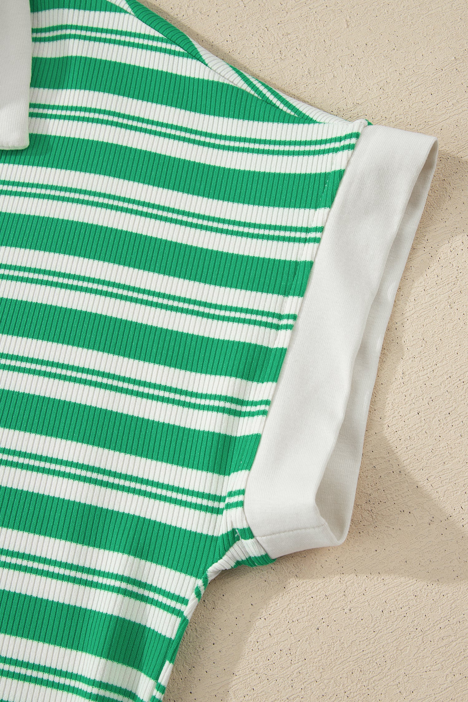 Women's Women's Stripe Collared V-Neck Short Sleeve T-Shirt Midi Dress Pockets Green at LivelyLooks
