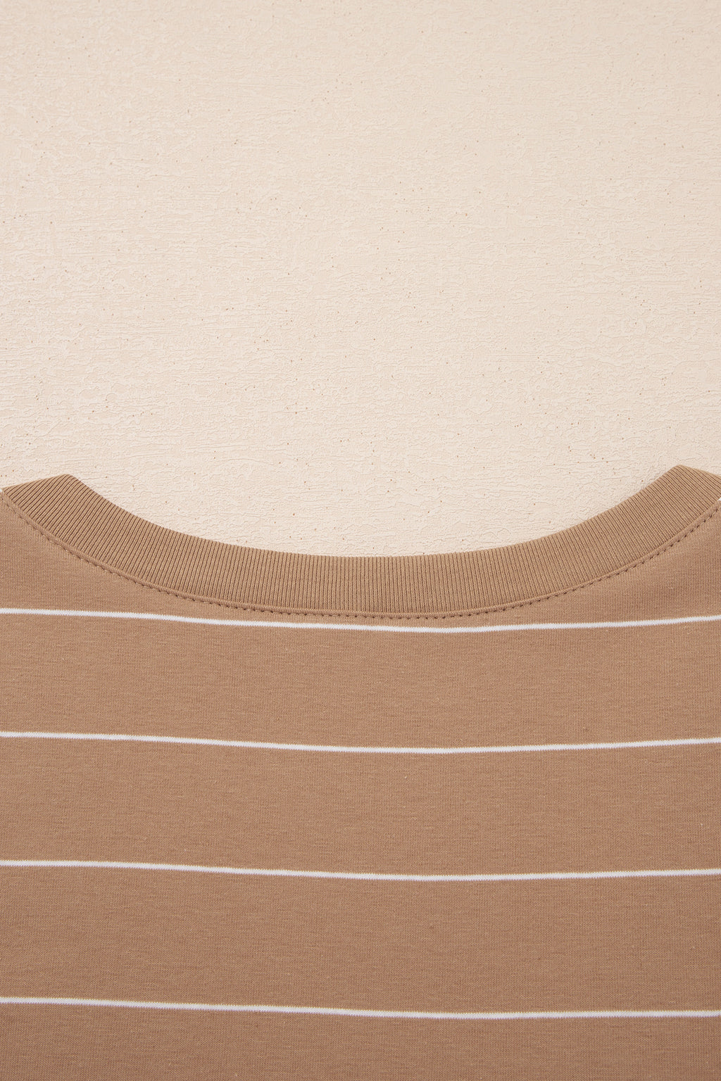Khaki Stripe Casual Short Sleeve Side Slit Maxi T-Shirt Dress S-XL