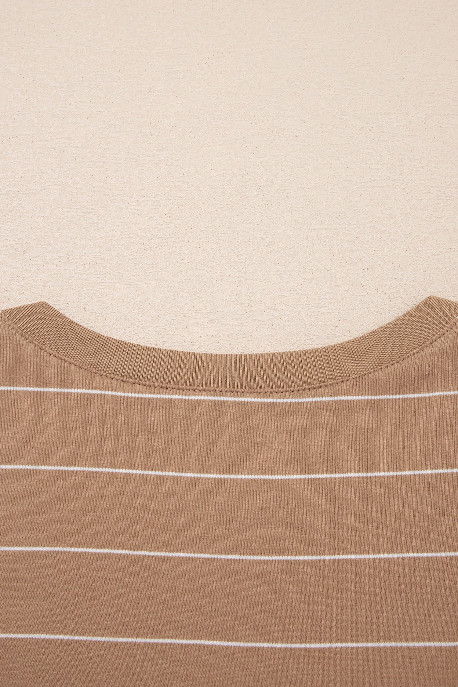 Khaki Stripe Casual Short Sleeve Side Slit Maxi T-Shirt Dress S-XL