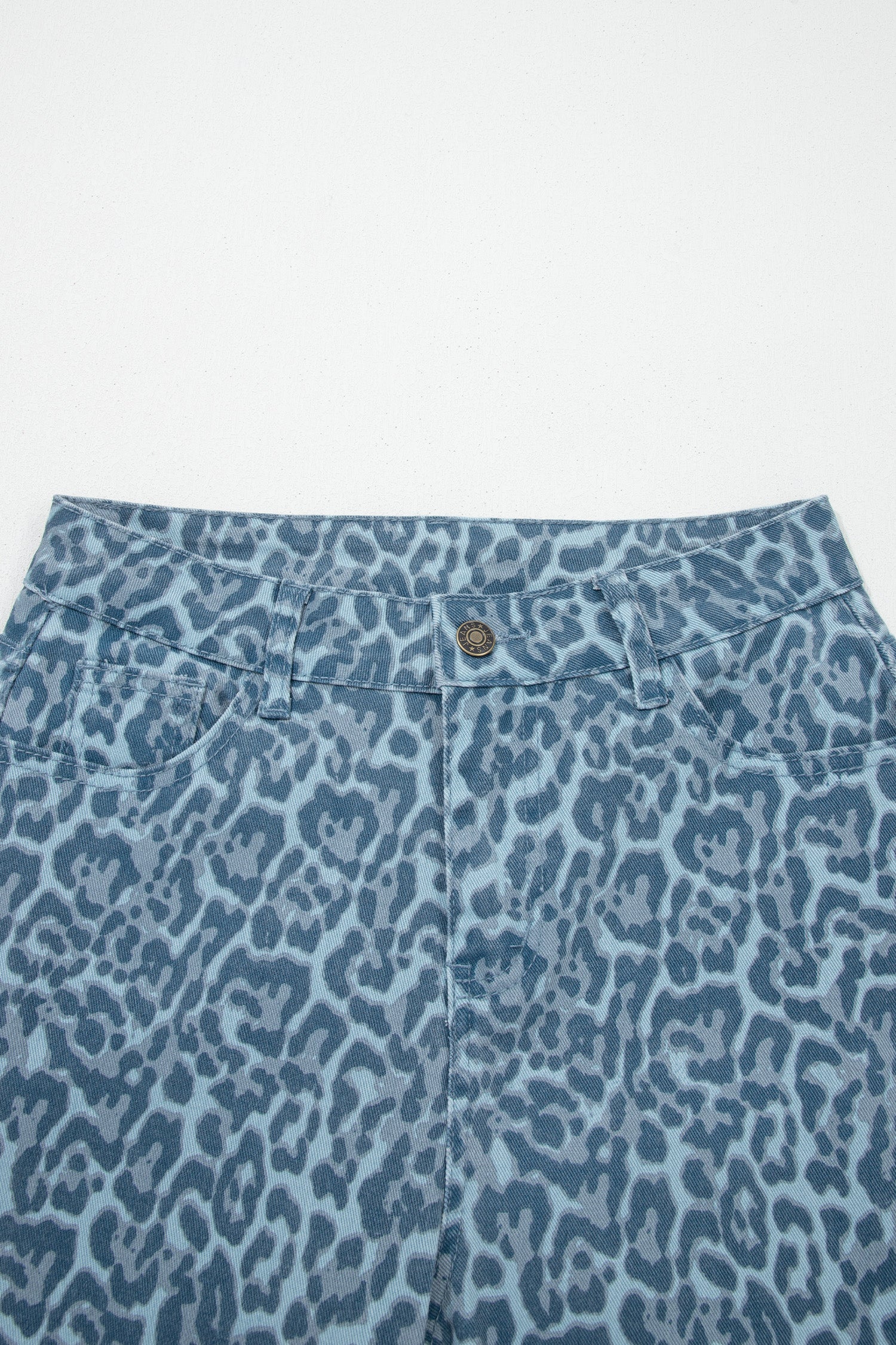 Women's Leopard Print Wide Leg High Waist Jeans | Brown, Grey, Blue & Pink at LivelyLooks