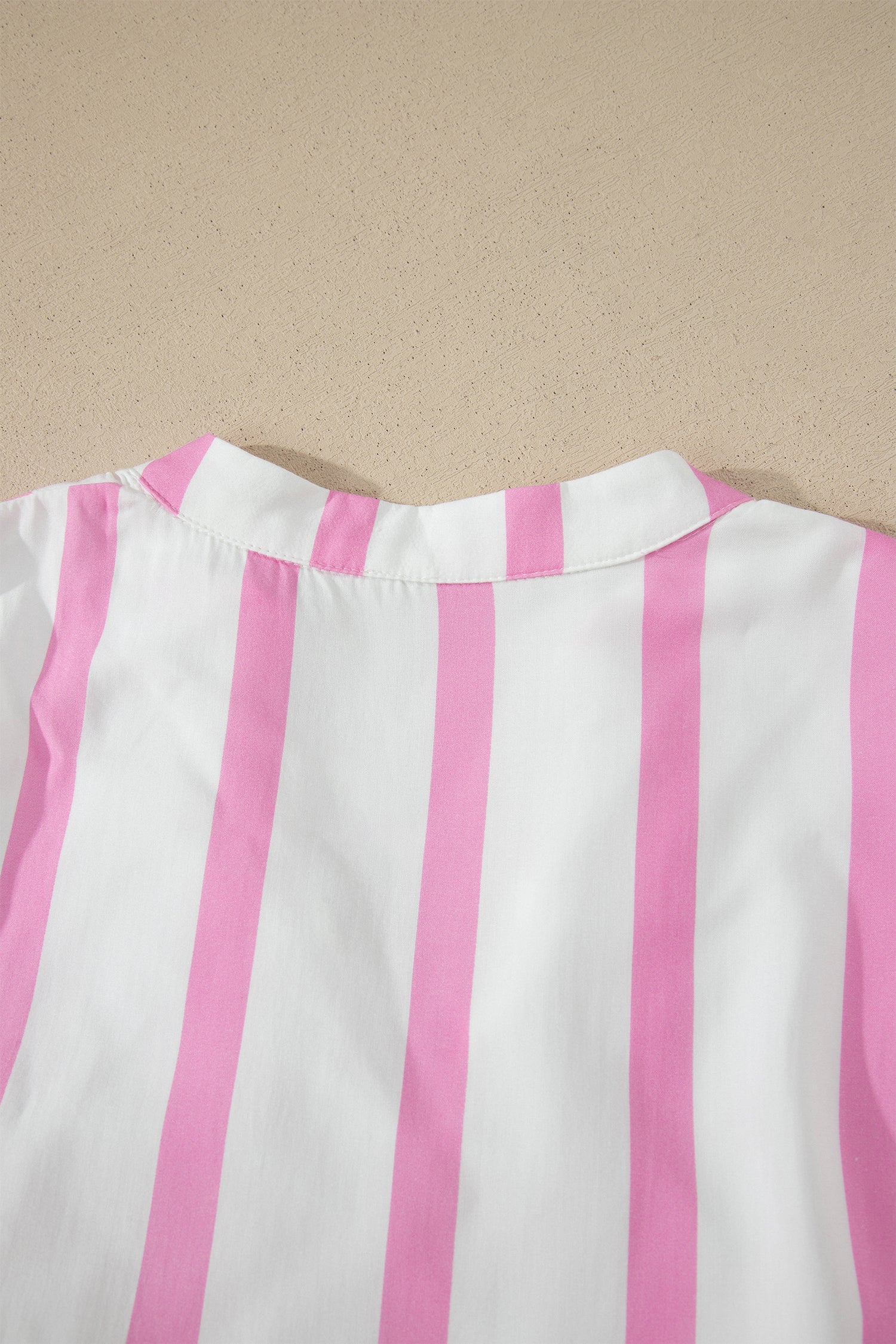 LivelyLooks Women's Stripe Ricrac Trim Notched V-Neck Puff Sleeve Midi Dress Pink women's fashion
