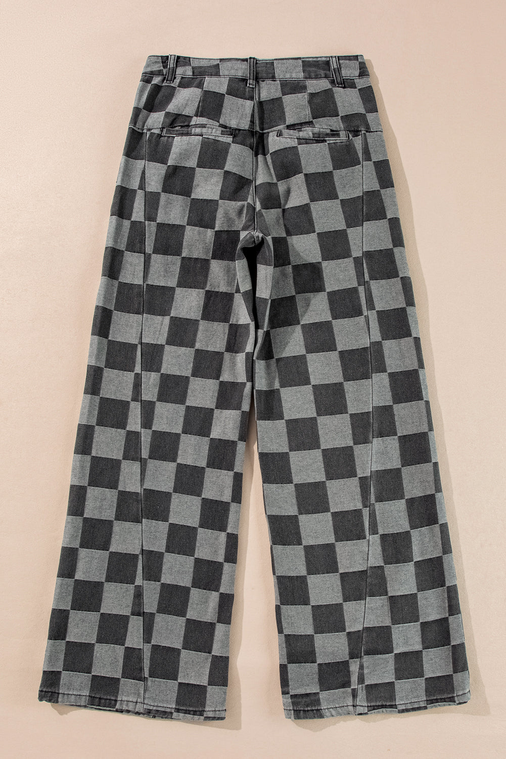 Shop Checkered Denim Wide Leg Jeans UK 8-20 at LivelyLooks