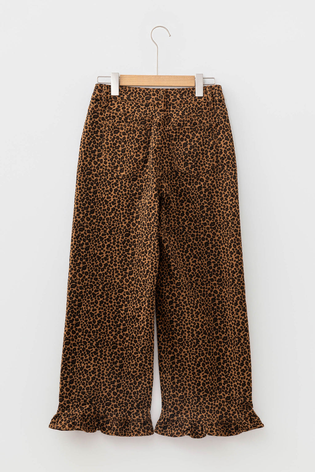 Brown Leopard Print Ruffled Hem Shift Jeans | UK 8–18