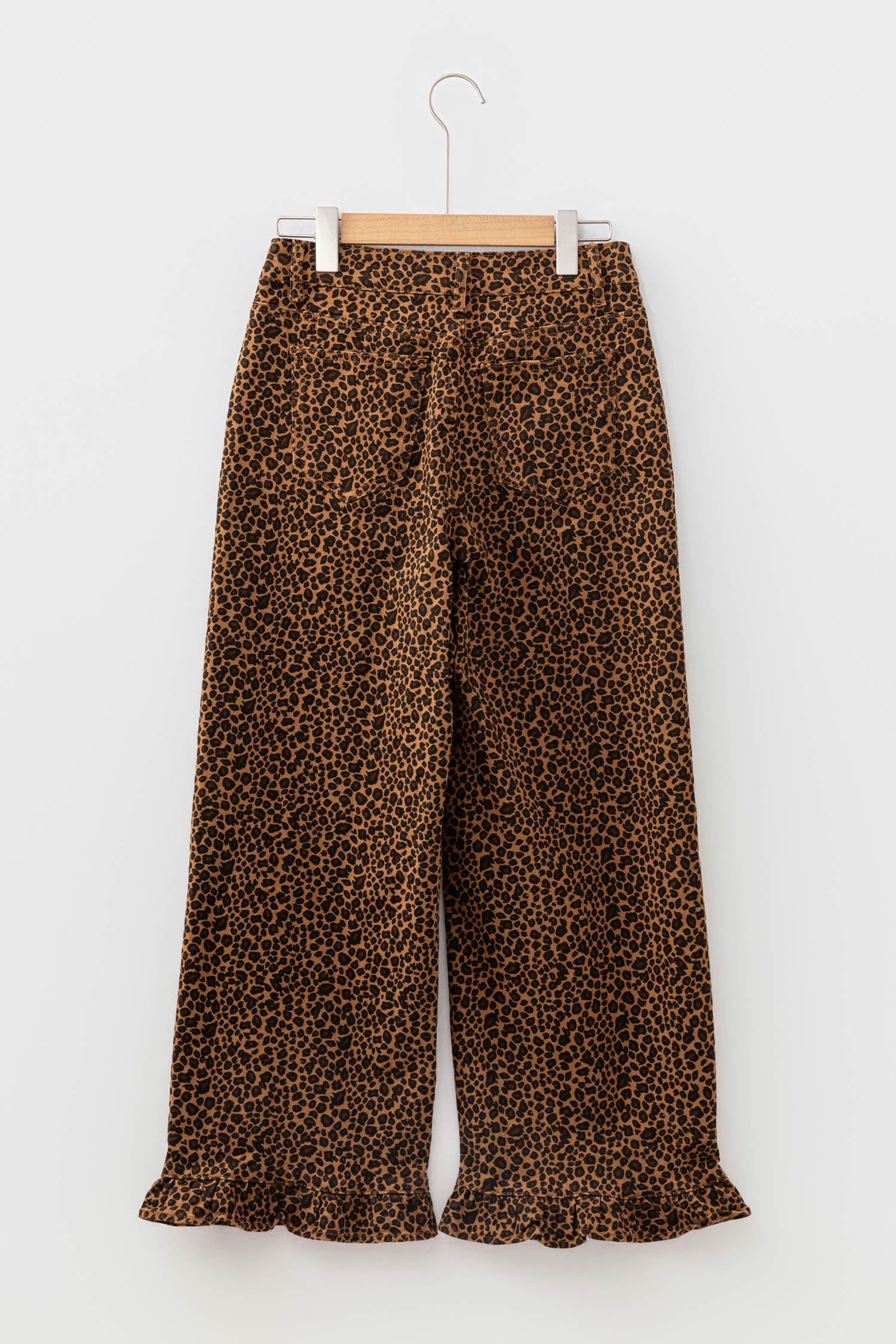 Brown Leopard Print Ruffled Hem Shift Jeans | UK 8–18