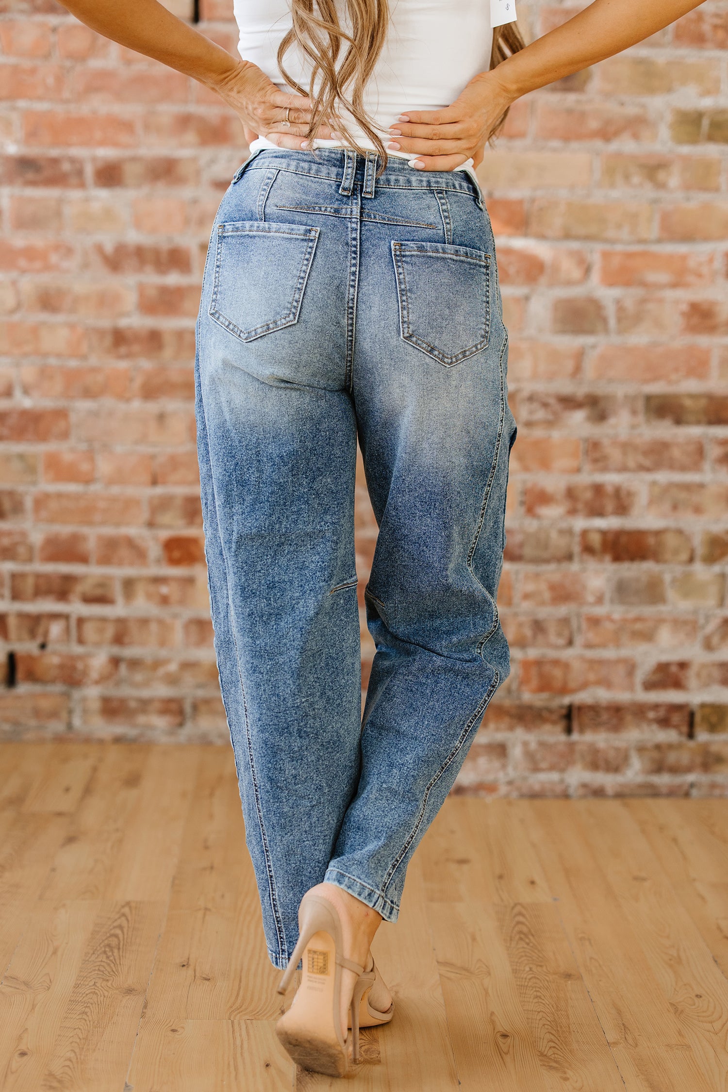 Women's Women's Vintage Washed Shift Jeans Seam Detail Wide Leg Sizes 4-16 at LivelyLooks