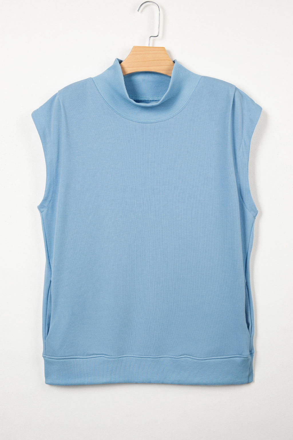 High Neck Cap Sleeve Loose Top White Pink Mint Green Grey Myosotis Orange Black S-XL