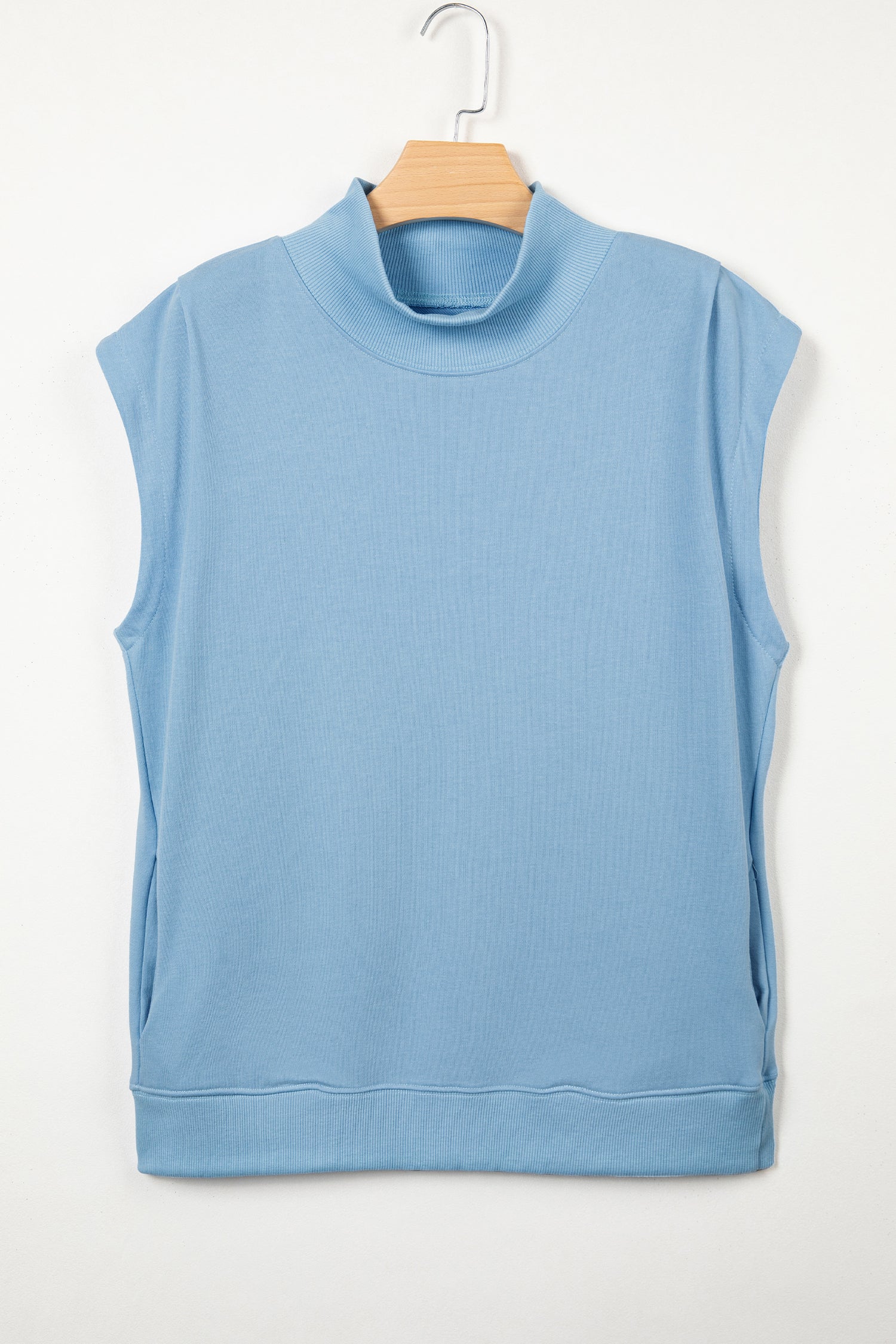 High Neck Cap Sleeve Loose Top White Pink Mint Green Grey Myosotis Orange Black S-XL
