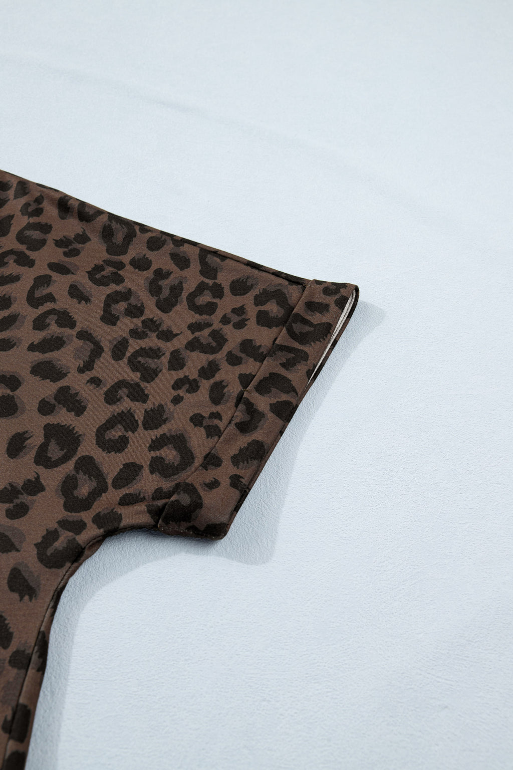Brown Leopard Print Contrast Collar V Neck Mini Dress S-XL