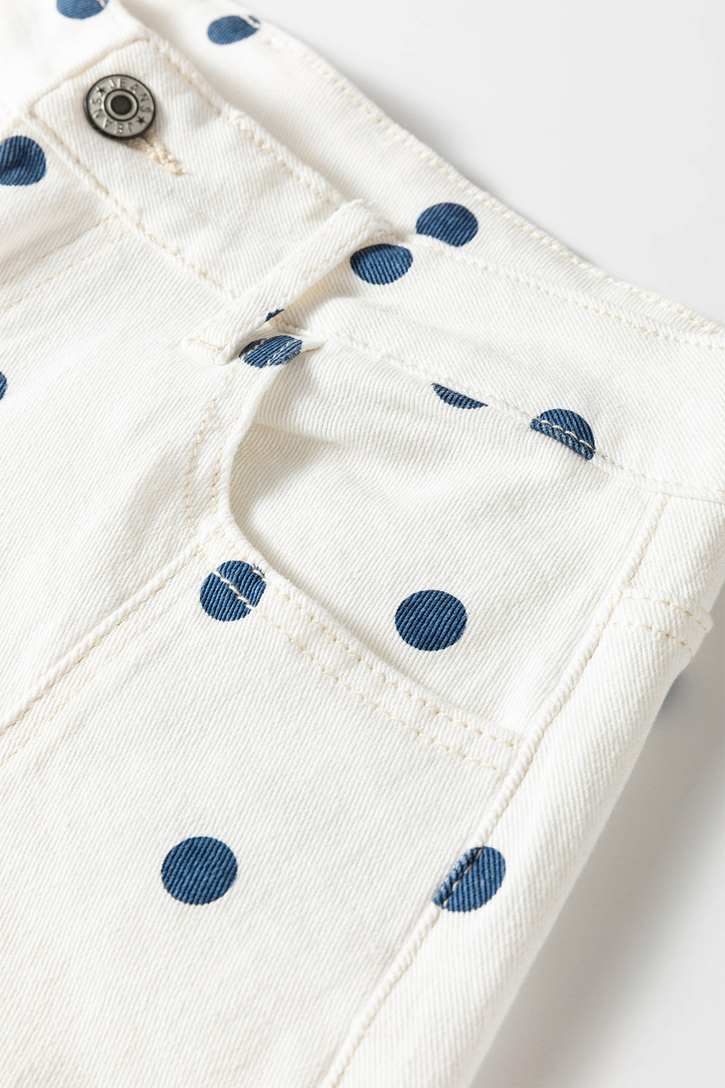 Polka Dot Ankle Length Regular Fit Casual Jeans | Blue & Pink