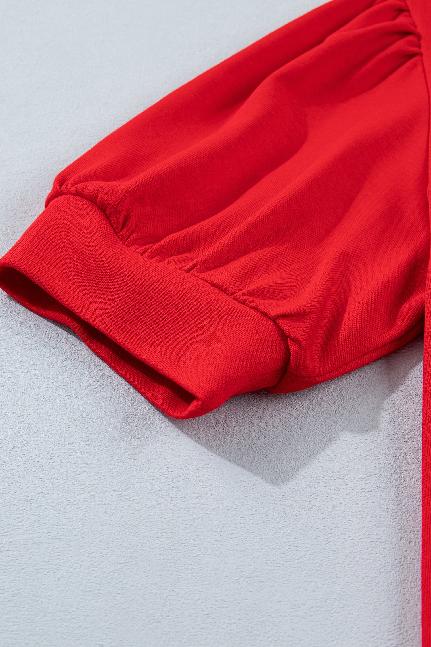Women's Fiery Red Striped Frilled Collar Puff Sleeve Blouse at LivelyLooks