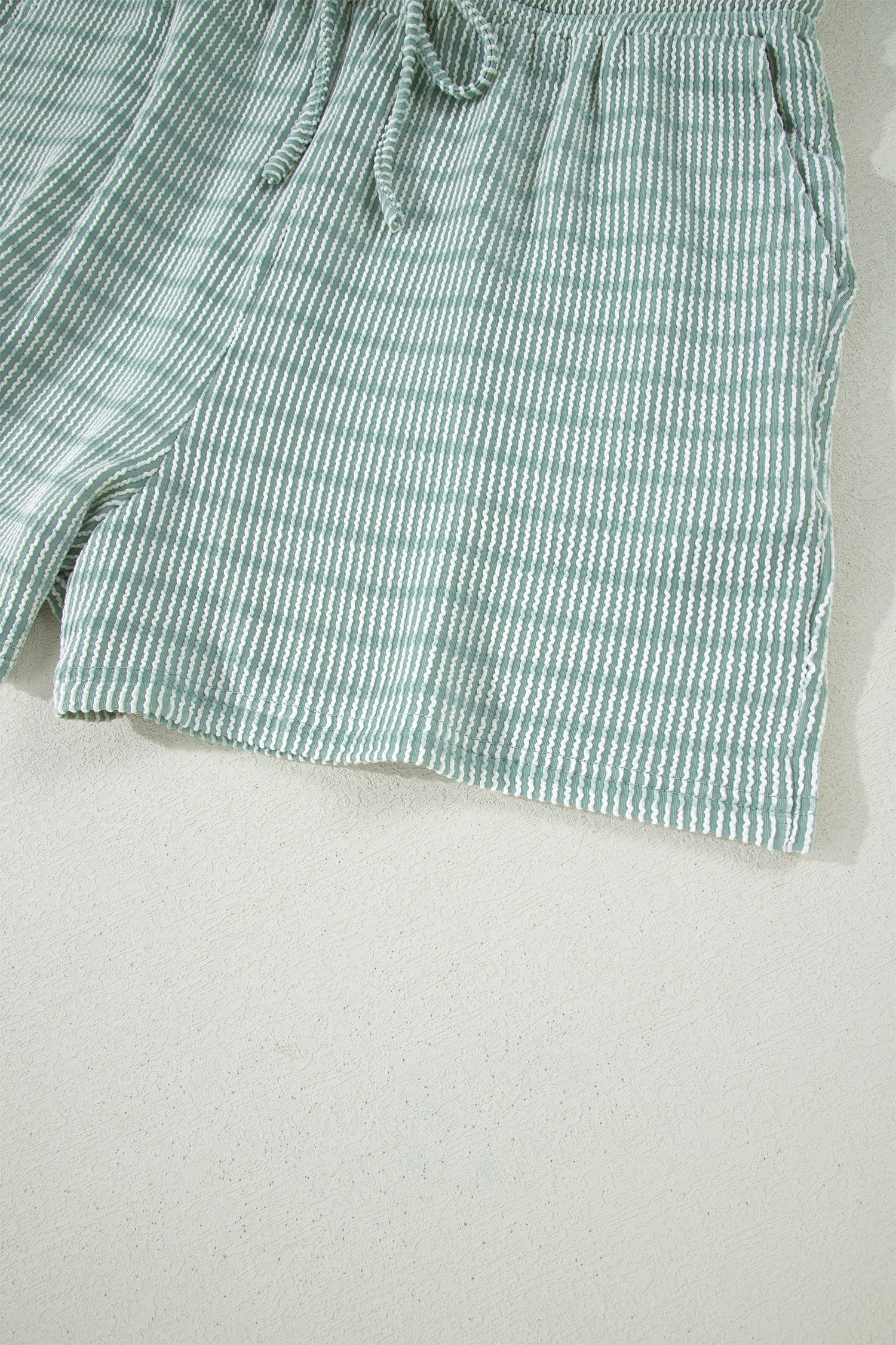 LivelyLooks Stripe Raised Rib Tee & Drawstring Shorts Set Women's S-XL women's fashion
