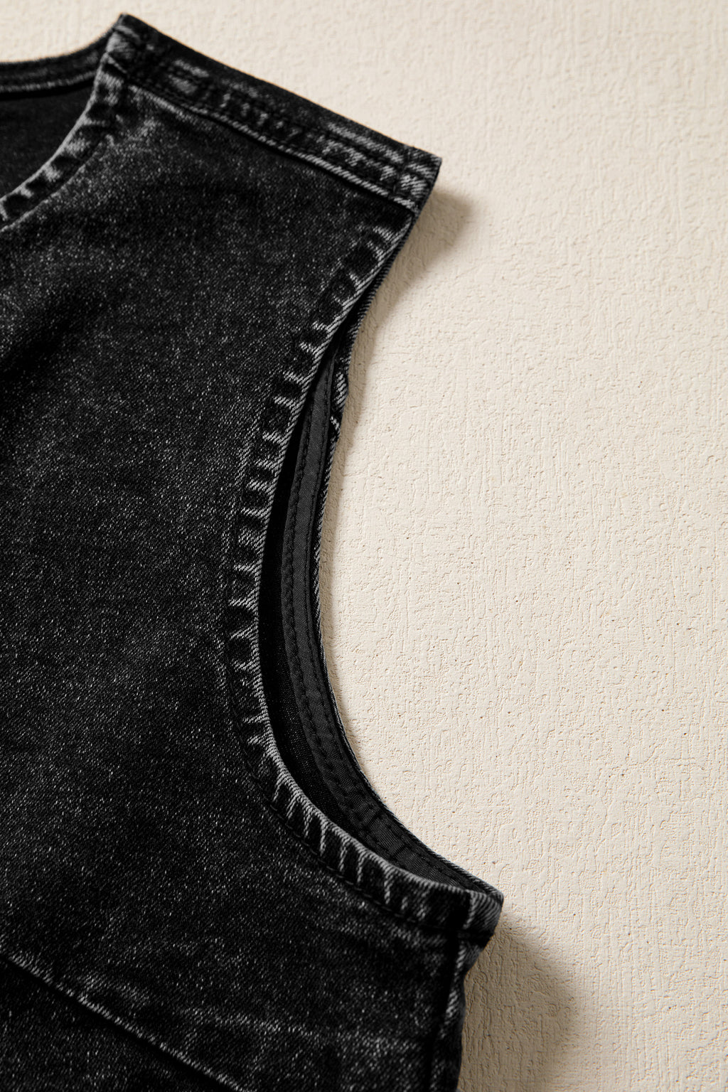 Women's Buttoned Front Slit Denim Vest Black Blue S-XL at LivelyLooks