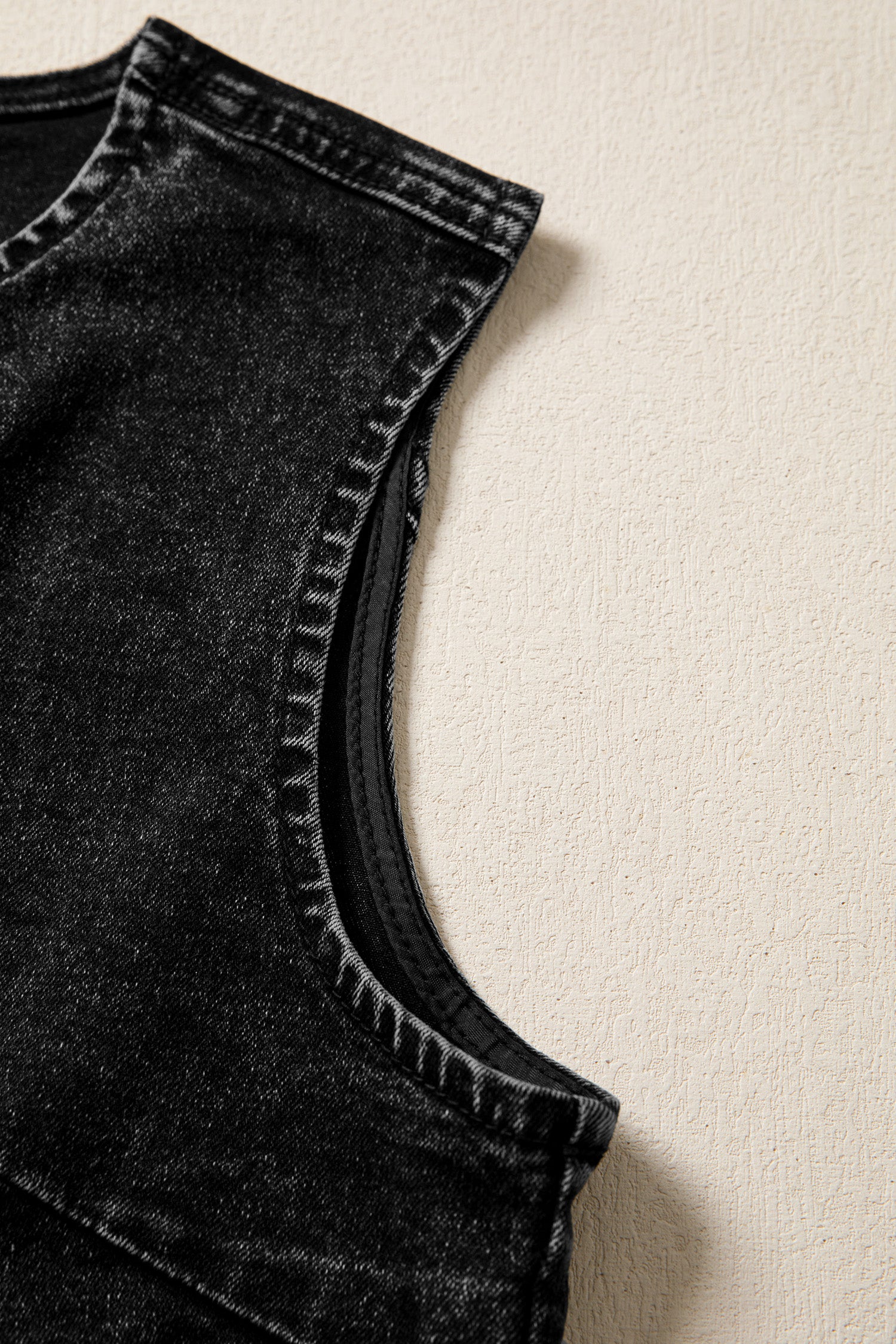 Women's Buttoned Front Slit Denim Vest Black Blue S-XL at LivelyLooks