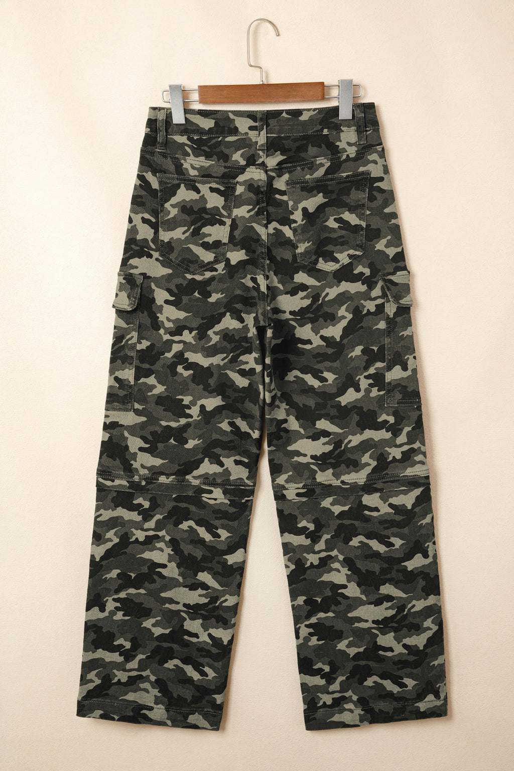 Women's Women's Green Camo Cargo Denim Jeans Multi-Pocket Stretch UK 4-16 at LivelyLooks