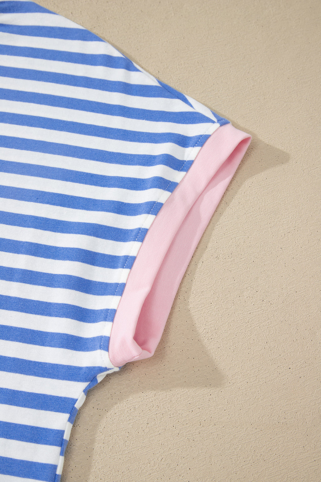 Sky Blue Stripe Contrast Trim Crew Neck Tee & Knot Shorts Co-ord Set
