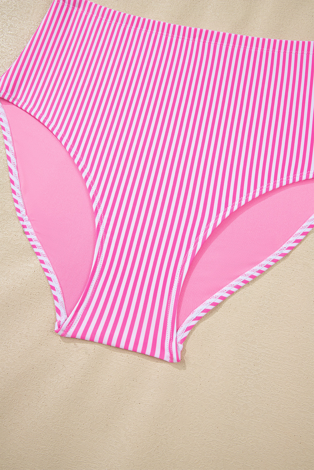 LivelyLooks Pink Stripe Knot Strap High Waist 2-Piece Bikini Set XS-2XL women's fashion