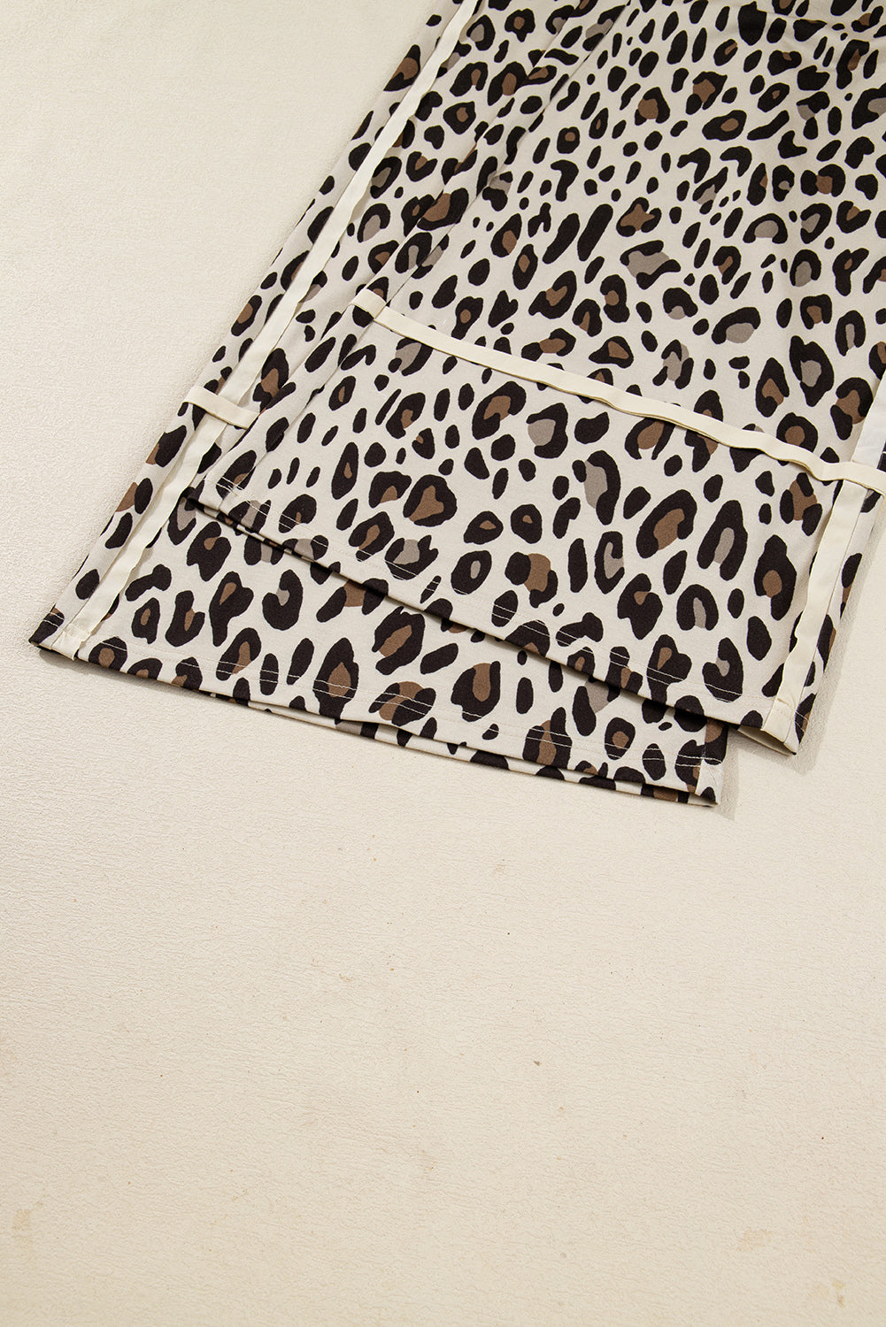 Women's Khaki Leopard Wide Leg Cropped Pants at LivelyLooks