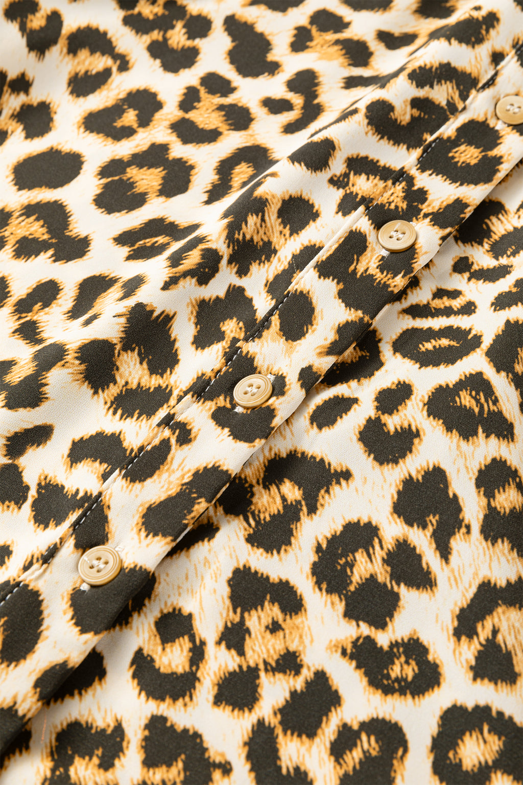 Khaki Leopard Print Contrast Trim Shirt | Sizes 8-22