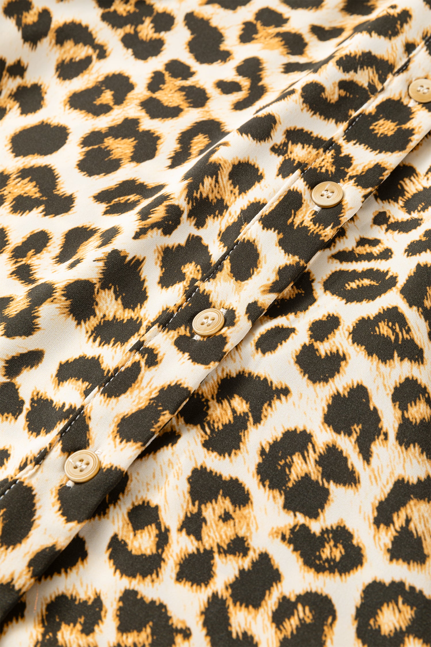 Khaki Leopard Print Contrast Trim Shirt | Sizes 8-22