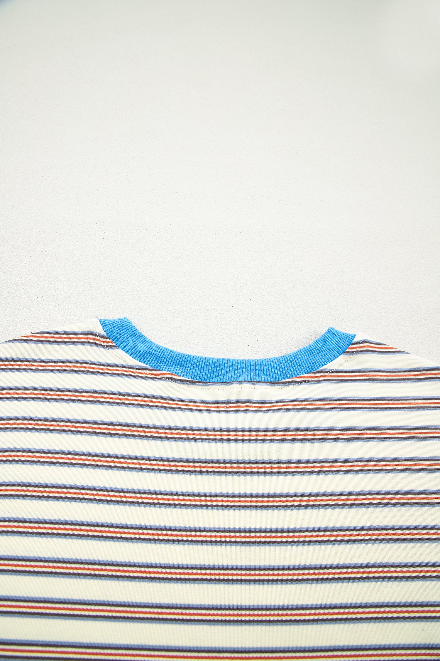 White Stripe Drop Shoulder Cuffed Sleeve Loose Tunic Mini Dress S-XL
