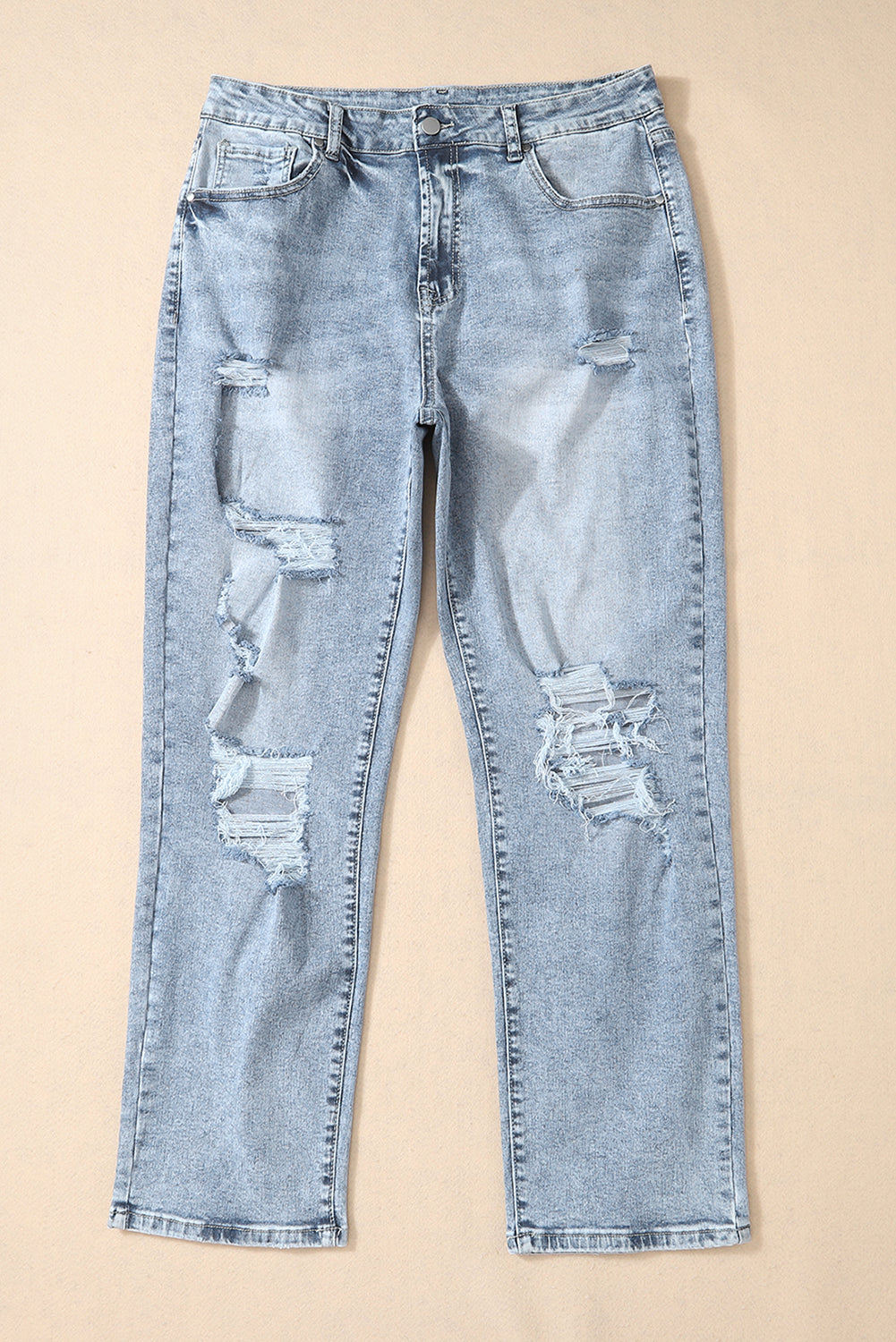 Women's Women's Light Wash Slim Fit Jeans Frayed Hem High Waist Sizes 6-16 at LivelyLooks