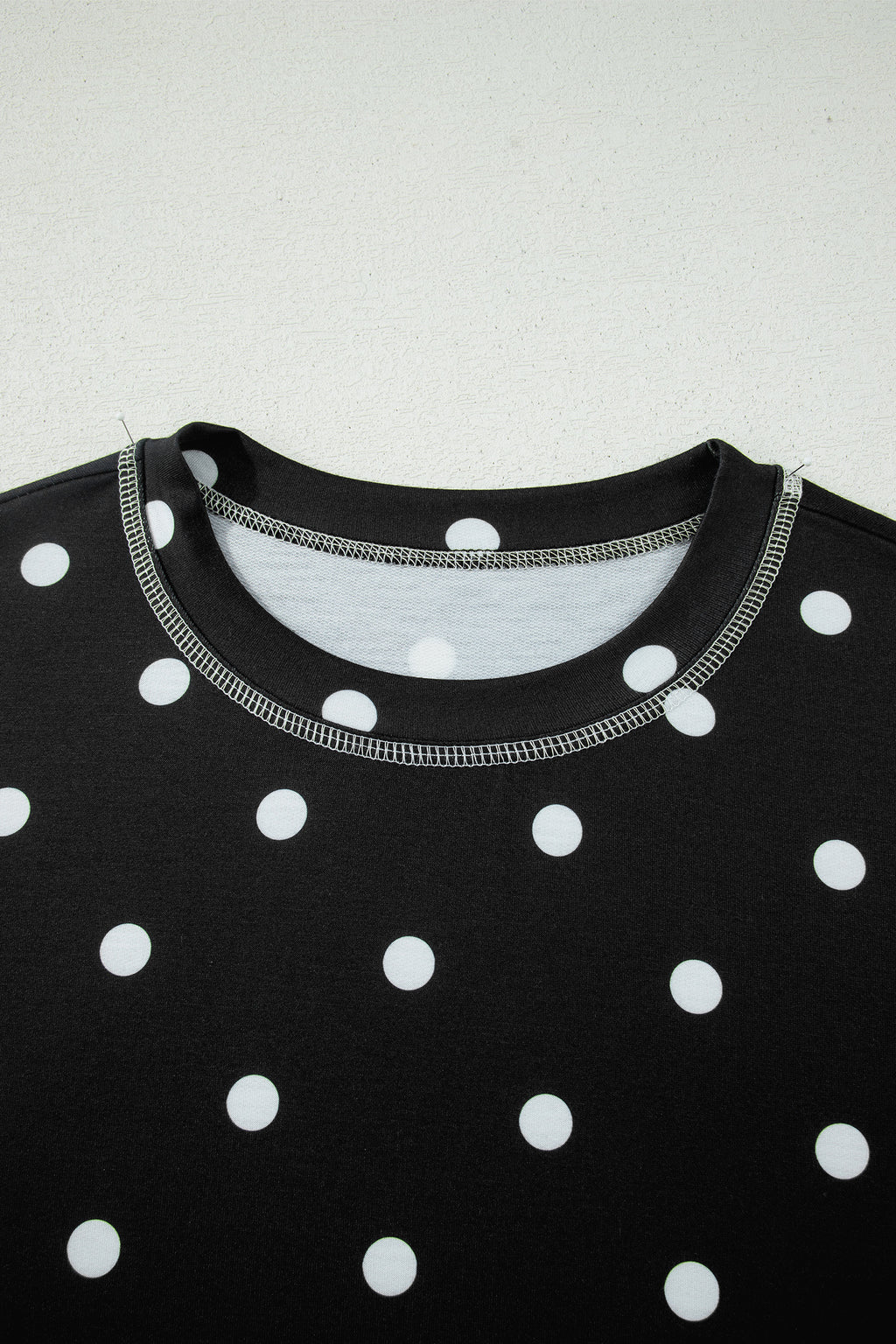 LivelyLooks White Polka Dot Exposed Seam Loose Tee & Drawstring Shorts Set S-XL women's fashion